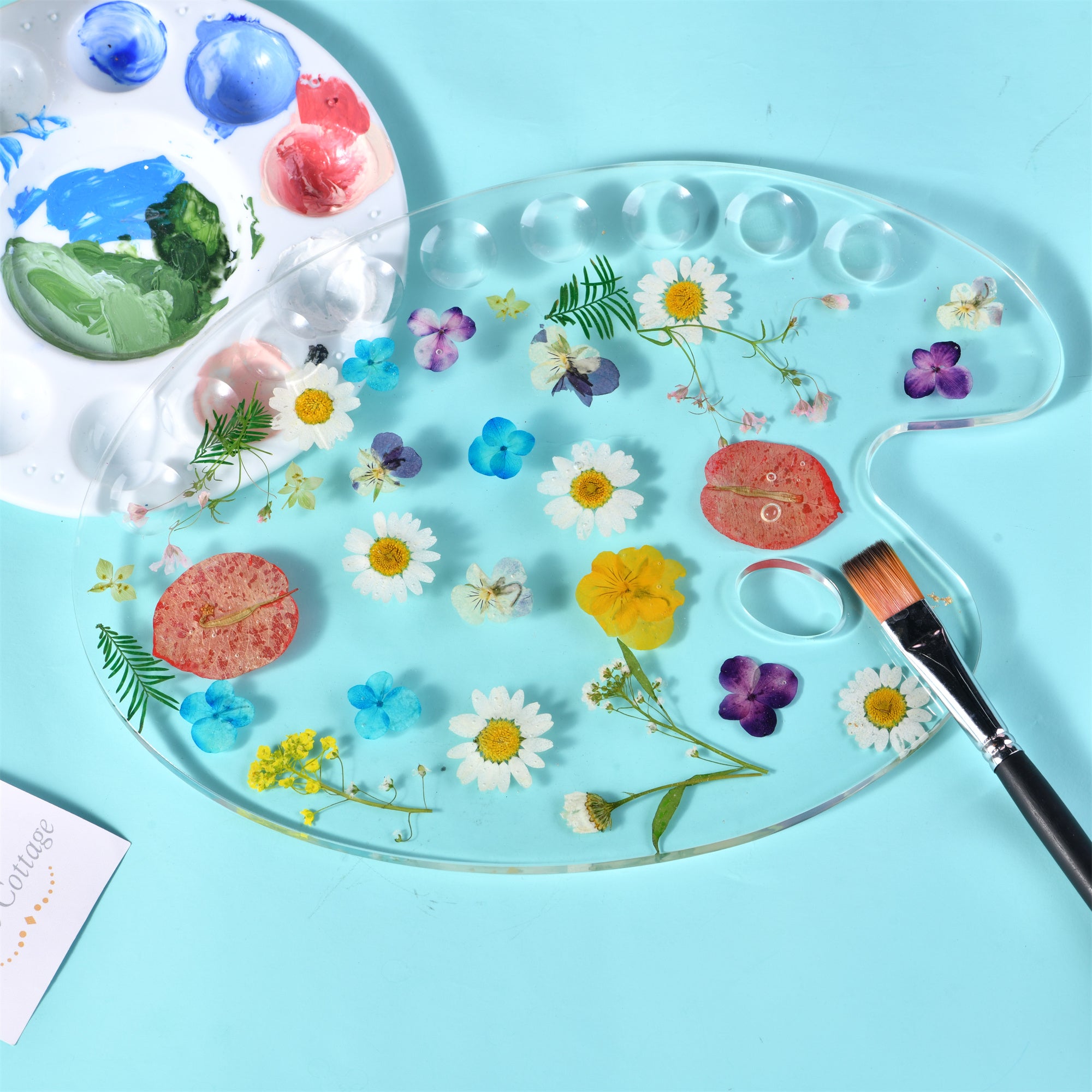 Wildflowers Resin Paint Palette, Pressed Flowers, Handmade Paint Palette, Creative Tool&Supplies Artist/Teacher