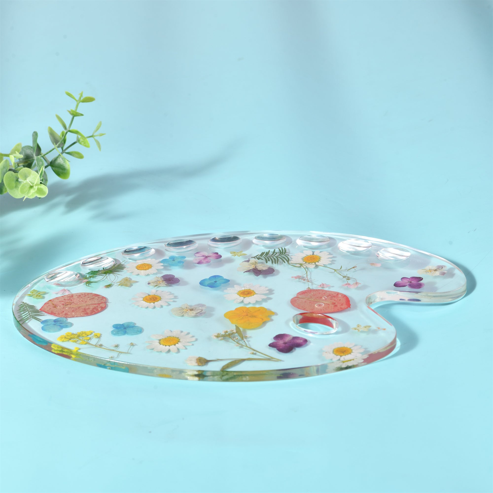 Wildflowers Resin Paint Palette, Pressed Flowers, Handmade Paint Palette, Creative Tool&Supplies Artist/Teacher