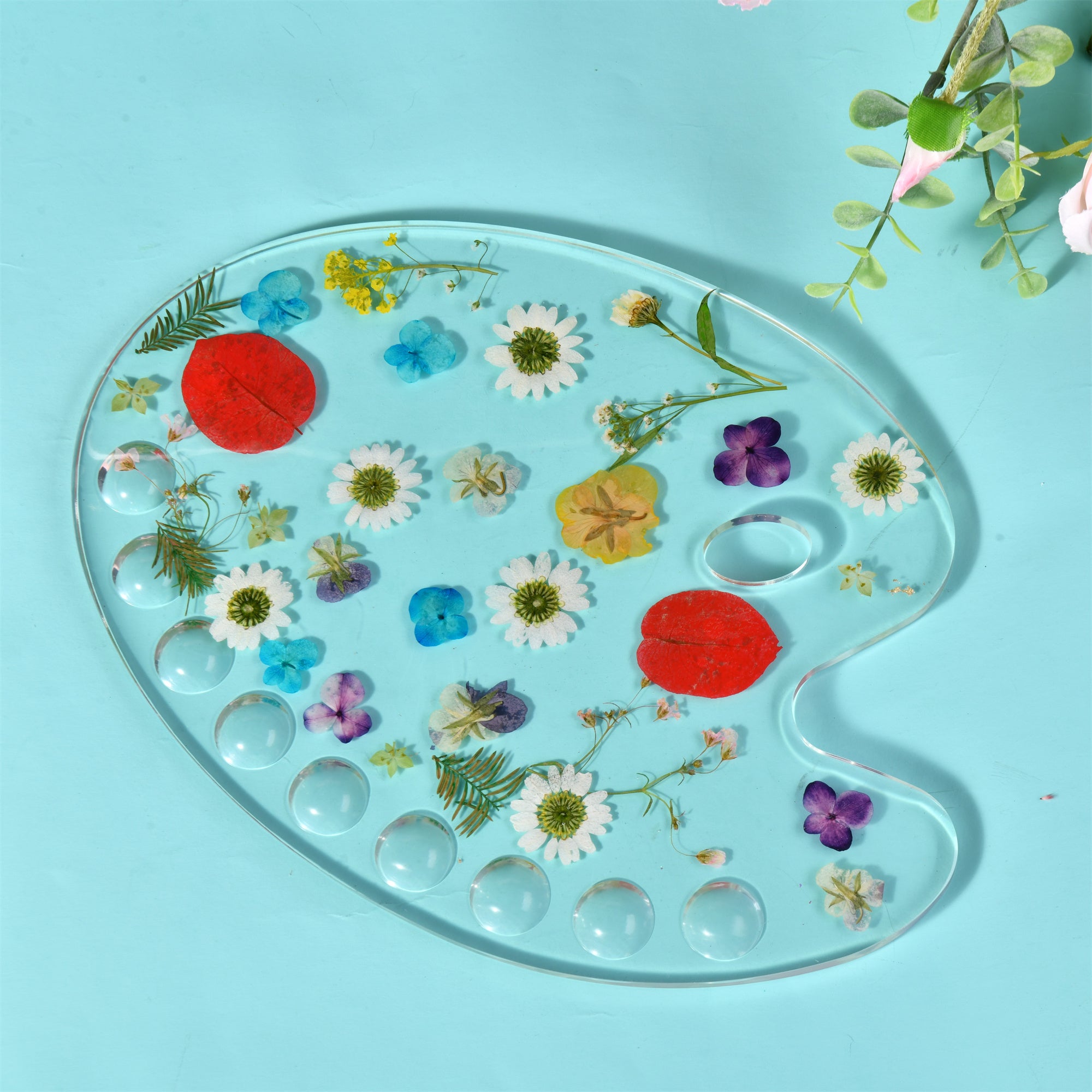 Wildflowers Resin Paint Palette, Pressed Flowers, Handmade Paint Palette, Creative Tool&Supplies Artist/Teacher