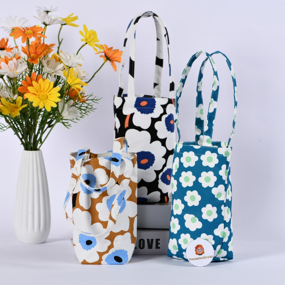 Fabrci Water Bottle Holder,Cute Puppy/Floral/Strawberry Pattern,Perfect Gift