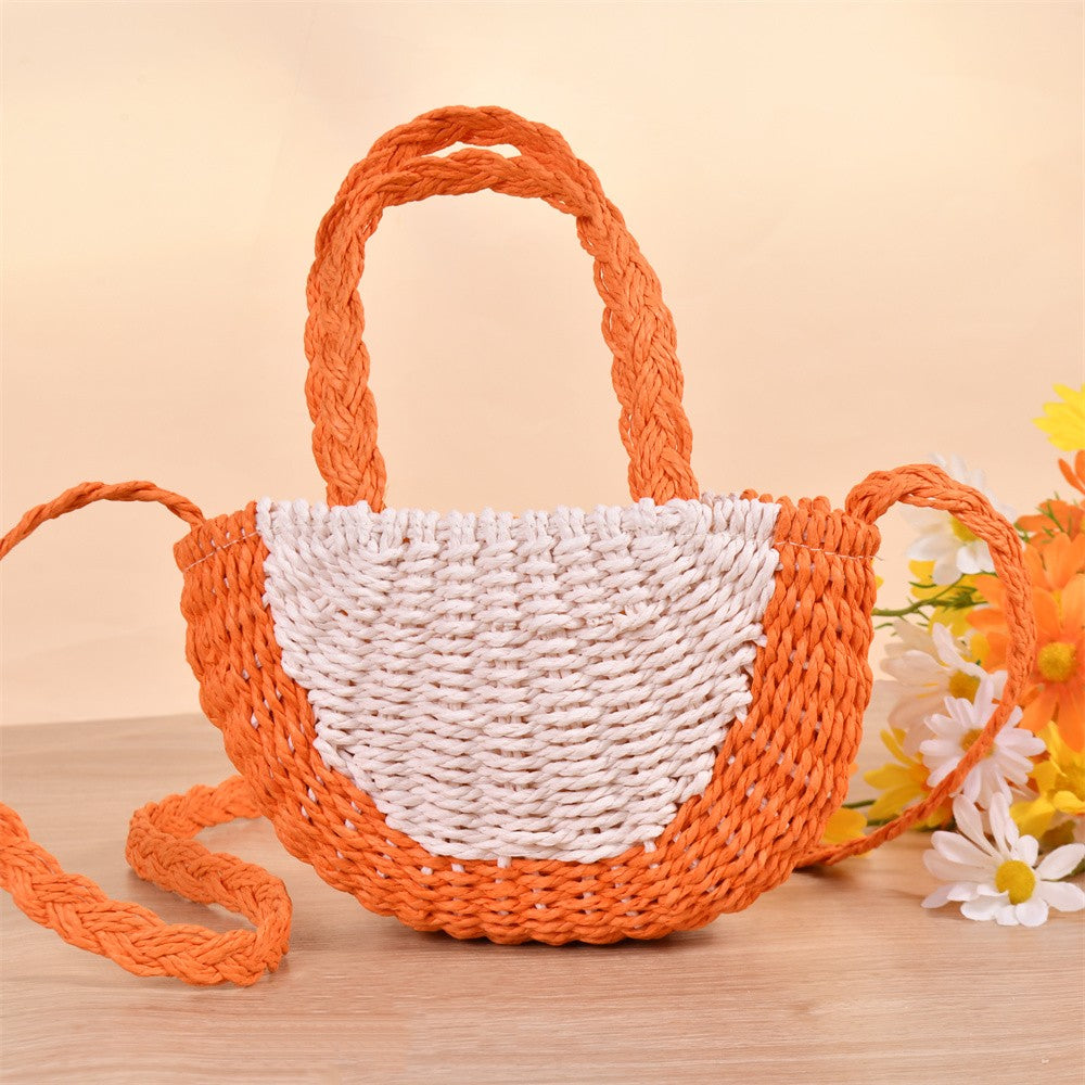 Orange Beach Straw Handbag, Bridesmaid Tote, Wedding Guest, Summer, Birthday Gifts