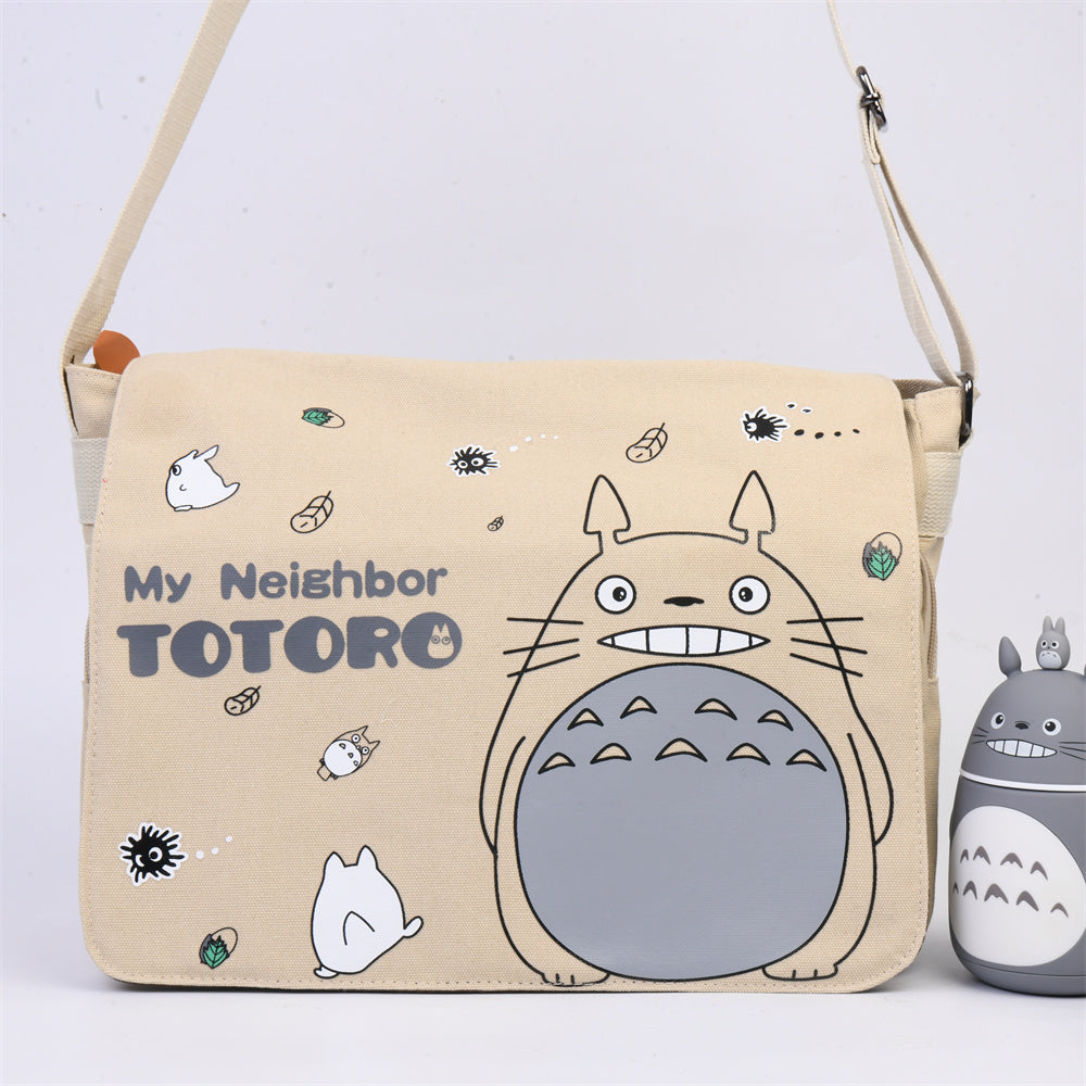 Large Totoro Canvas Satchel Bag, Japanese School Handbag