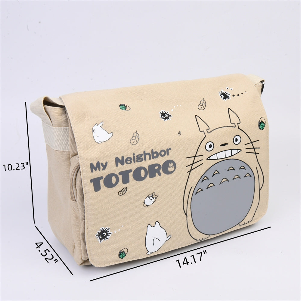 Large Totoro Canvas Satchel Bag, Japanese School Handbag