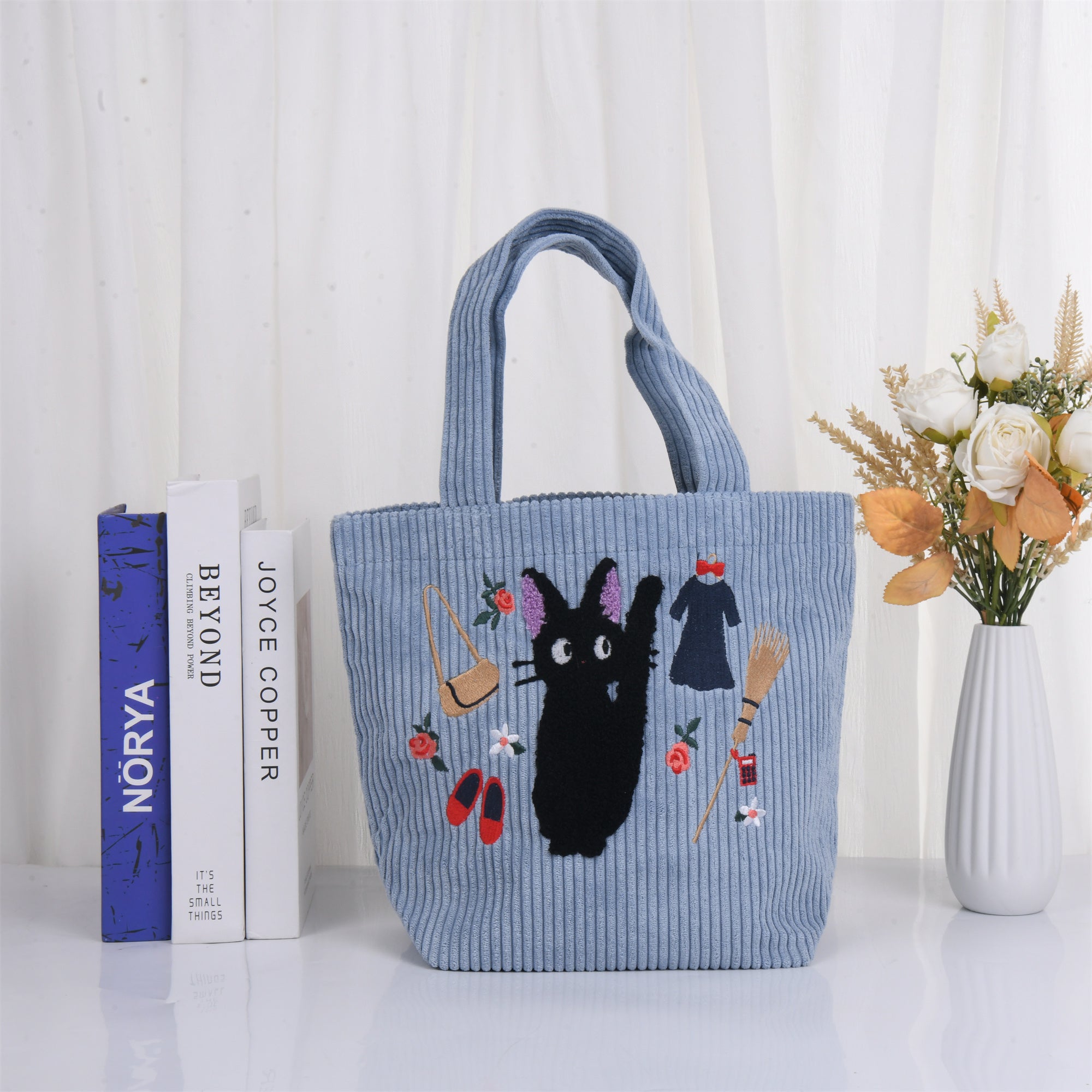 Cute Cartoon Corduroy Embroidered Totes/Makeup Bag