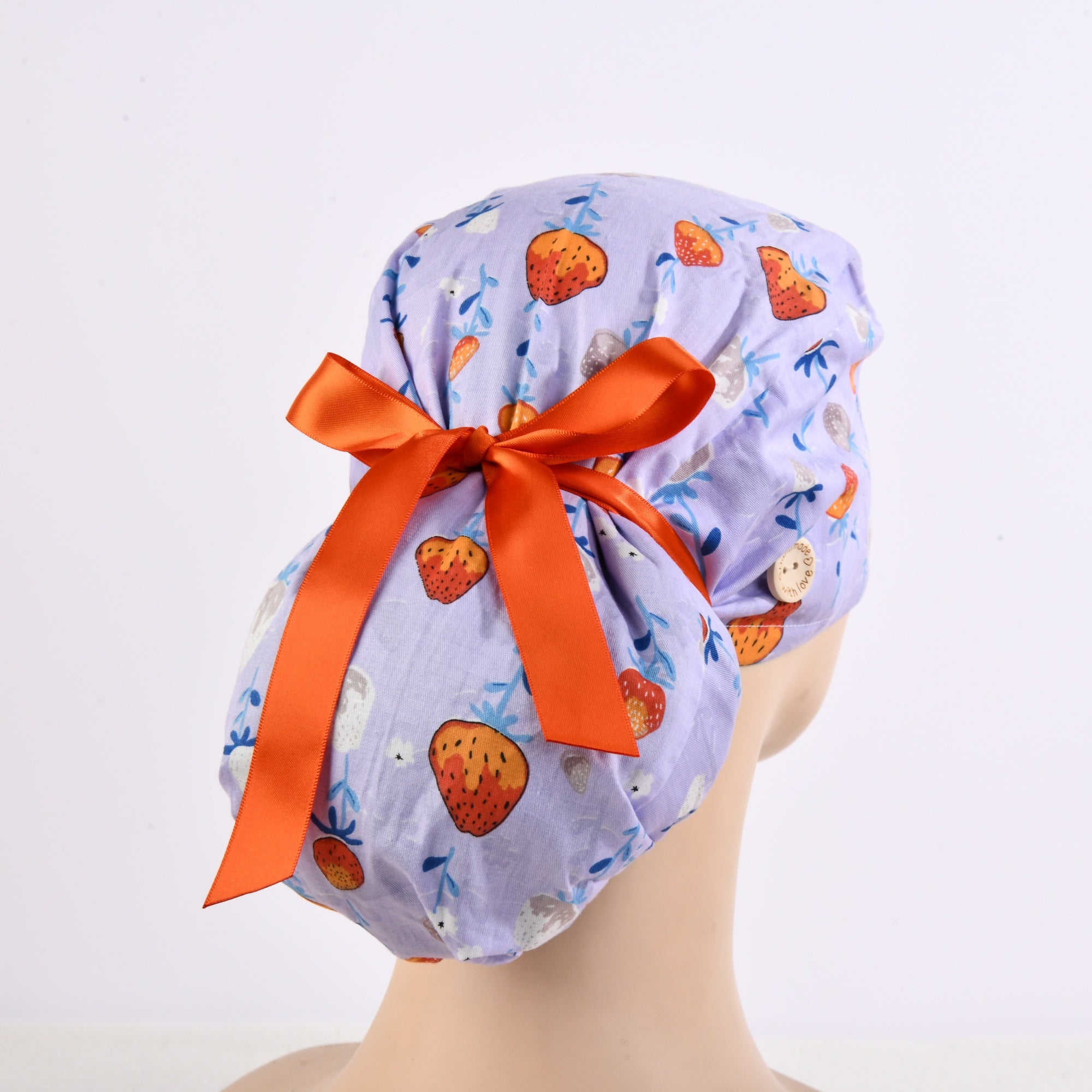Strawberry Flower Cotton Ponytail Scrub Cap