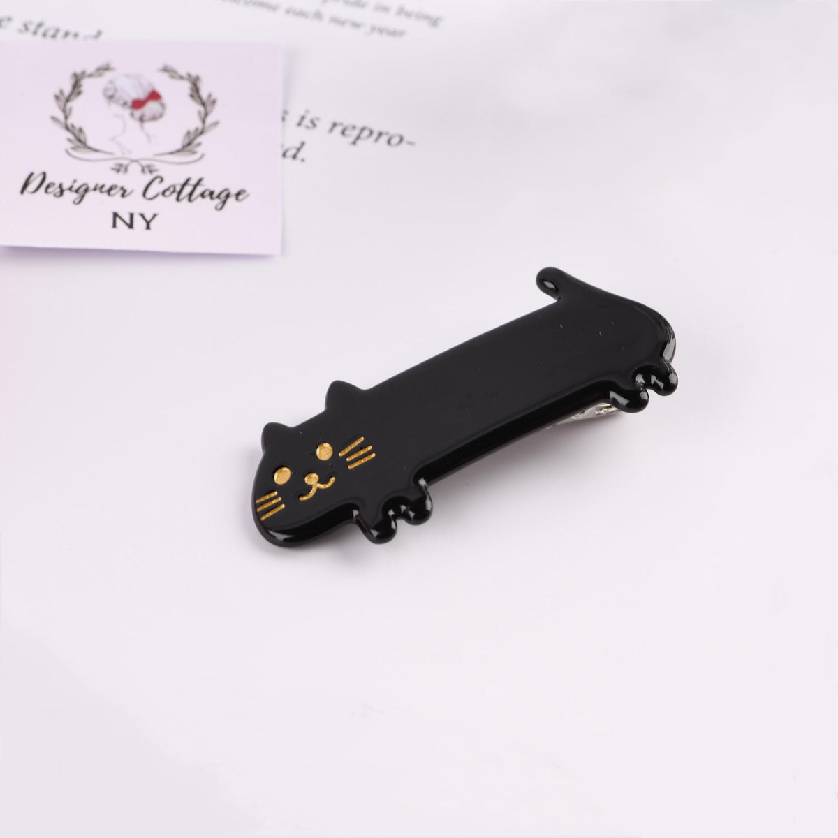 Adorable Cat Acetate Alligator Hair Clip
