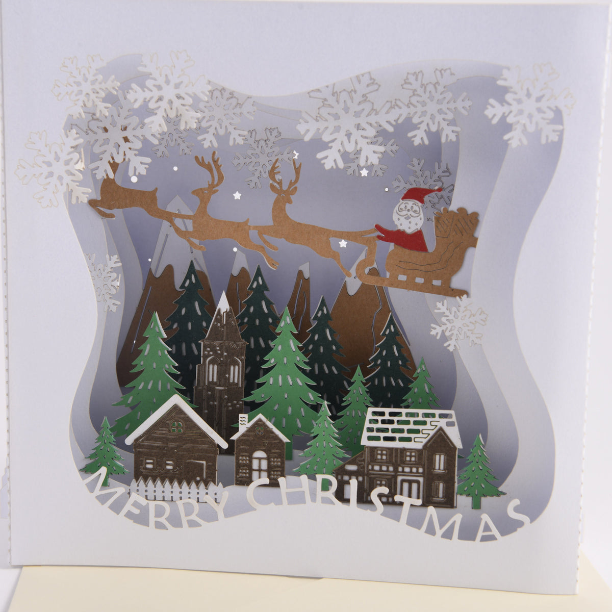 3D White Christmas Pop Up Card