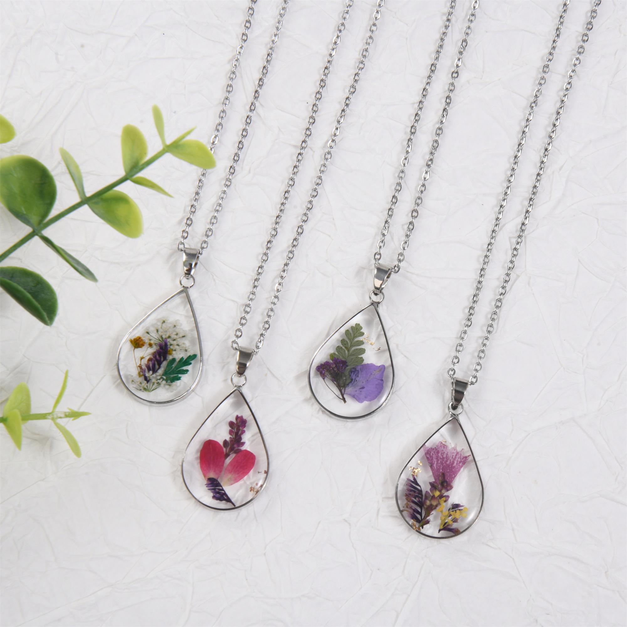 Silver Necklace Birth Month Flower , Multi Flowers Necklace