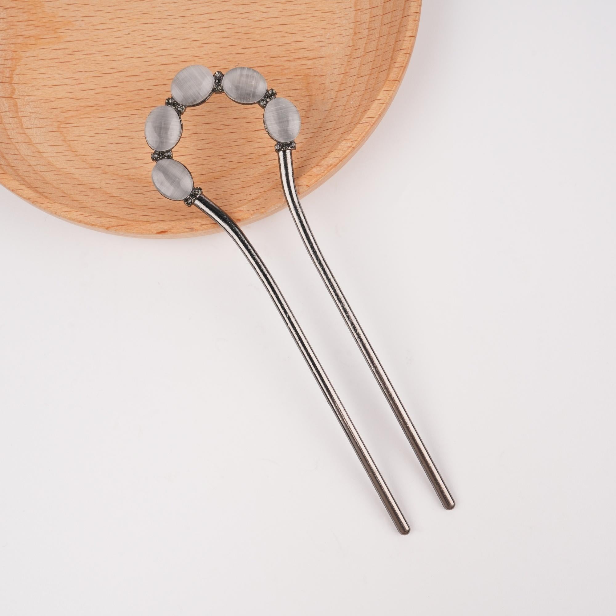 Elegant Cat Eye Metal Hair Clip,U-shaped Alloy Hairpin,Suit for Party,Daily