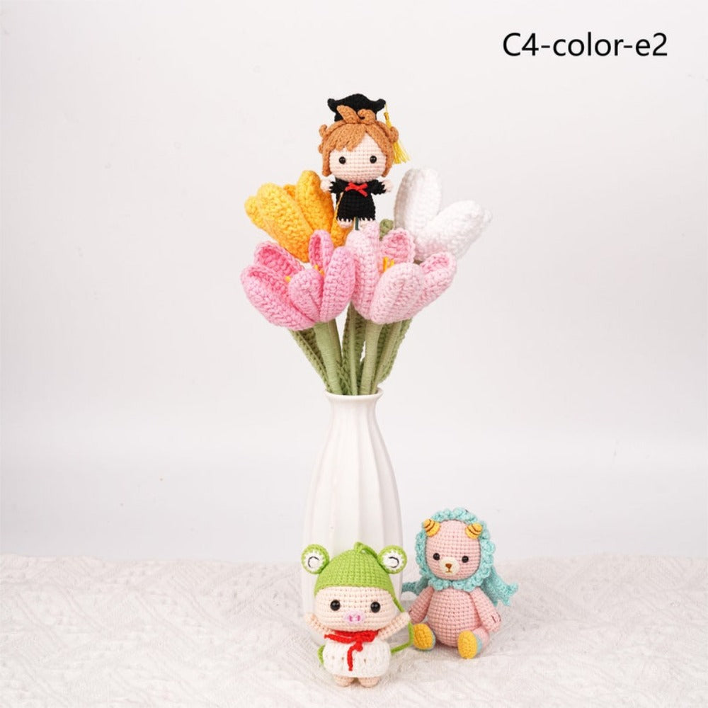 Crochet Graduation Bouquet,Crochet Tulip Flower Bouquet