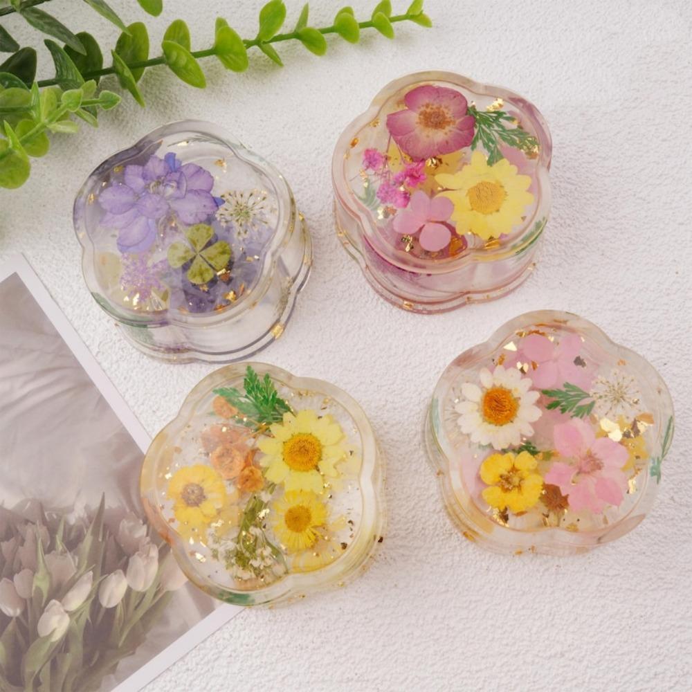Flower Shaped Real Flowers Resin Ring Holder,Ring Dish