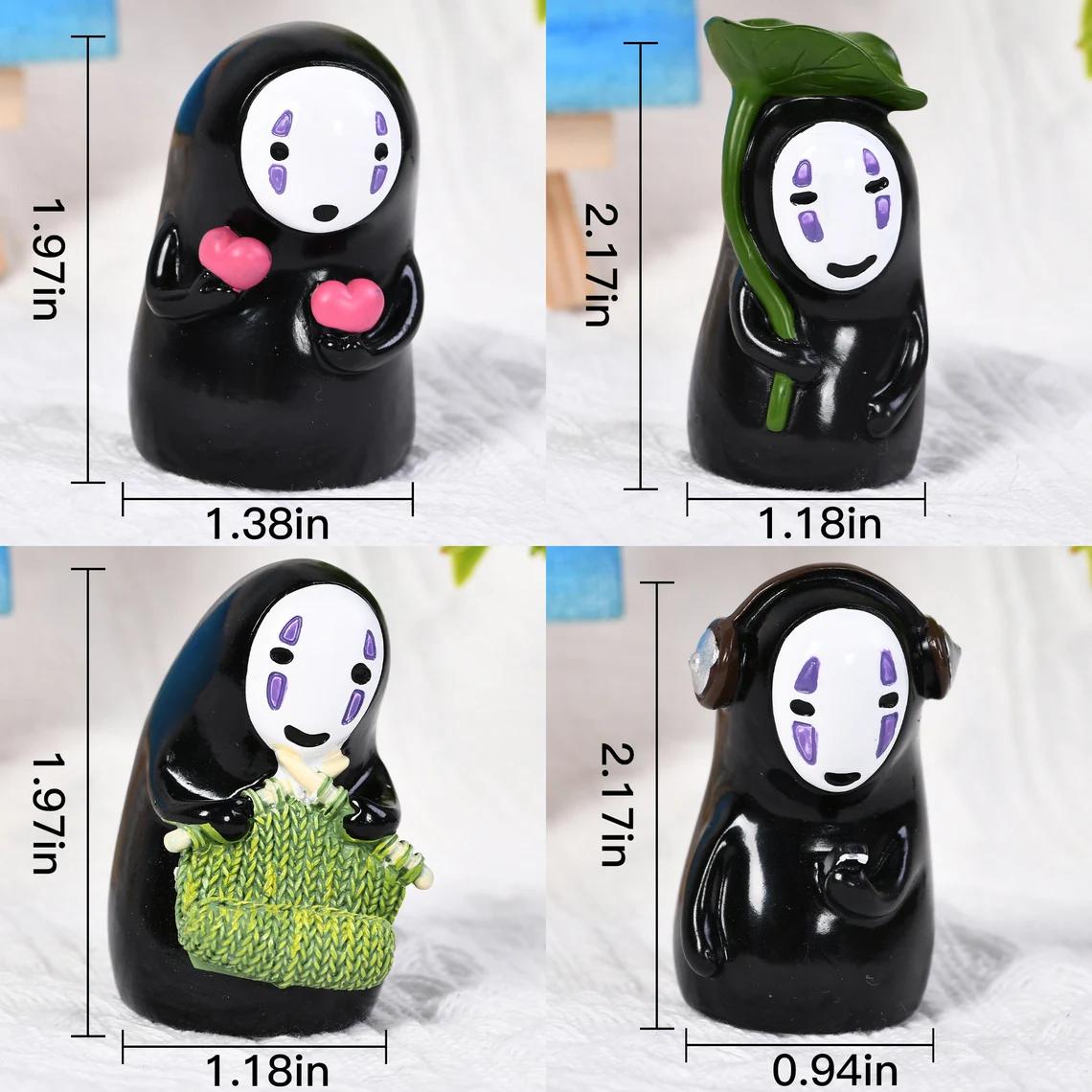 3/4PCS My Neighbor Totoro Ornament Sets, Resin Figure Ornament,No Face Man/Totoro Decor, Car/Home Decor,Birthday Gifts