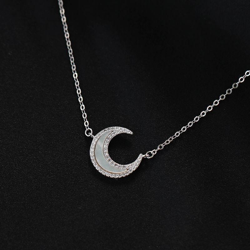 Silver Shell Moon Necklace, Crescent Moon Necklace