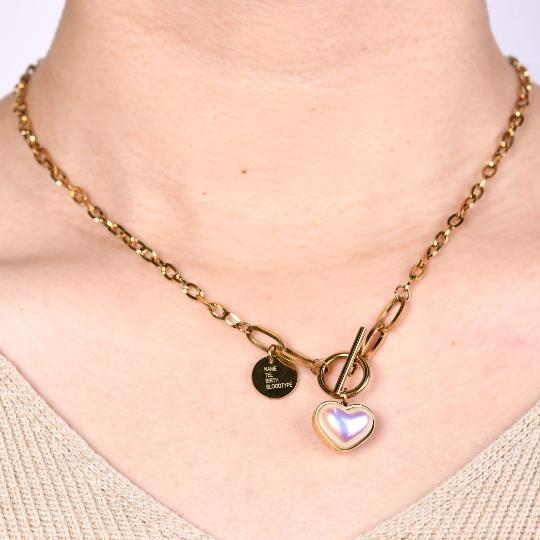 Heart/Love Necklace, Spring Lovers Necklace,Name Necklace And Earring,Necklace With Extender, Gift For Her,Couple Necklace, Birthday/Easter/Mother's Day Gift, Back-to-school Gift