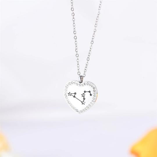 Constellation Necklace Handmade, Minimalist Heart Twelve Zodiac Necklace Pendants, Personalized Astrology, Birthday Gift,Valentine's Day Gifts