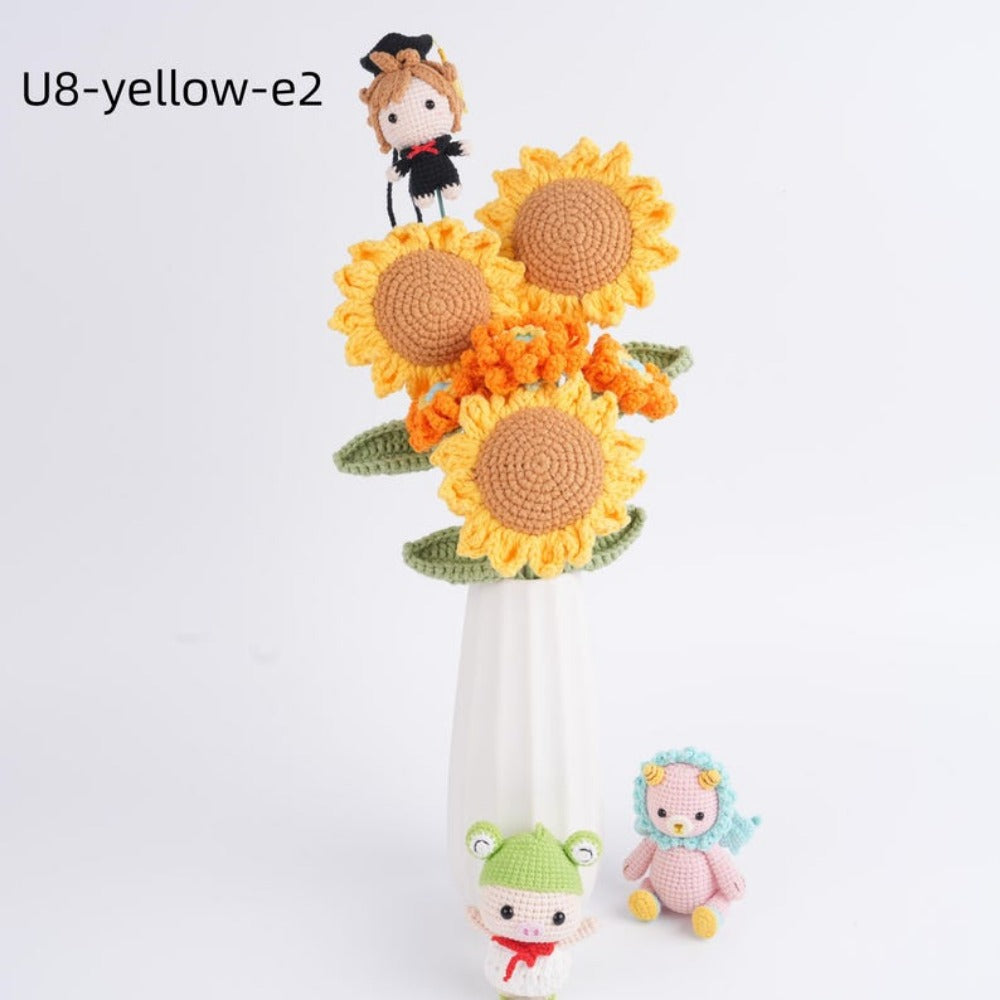 Handmade Crochet Sunflower Bouquet For Home Decor,Gifts