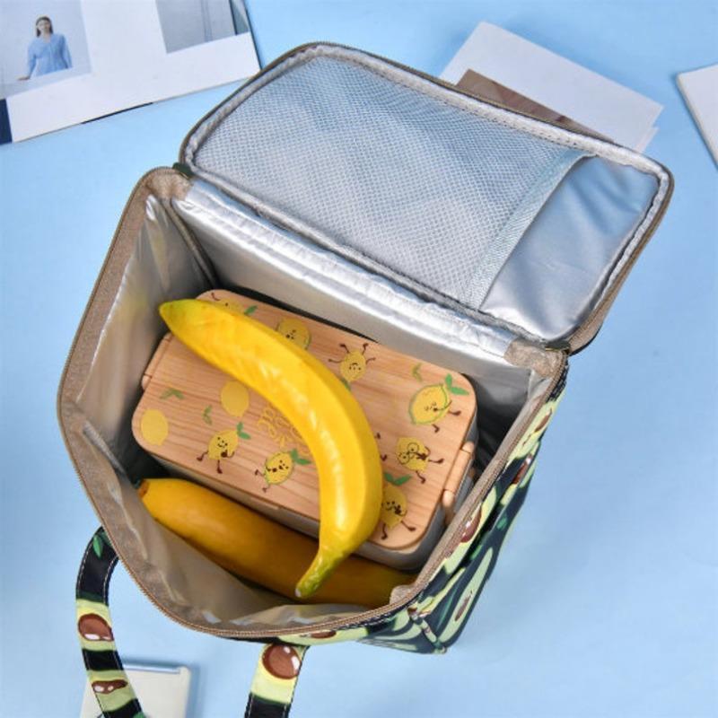 XXL Avocado Insulated Lunch Bag, Square Cooler Box Bag for School, Picnic, Office, Back to School