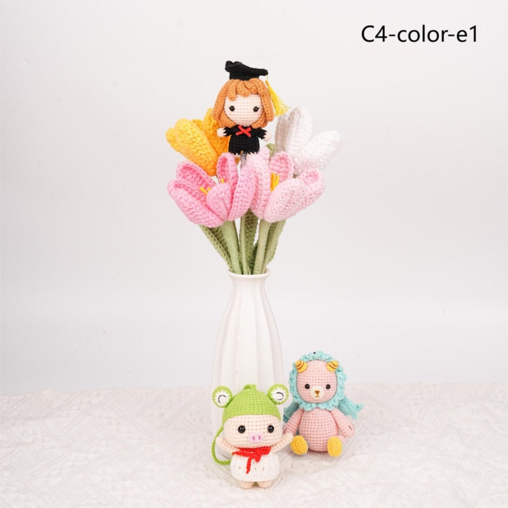 Crochet Graduation Bouquet,Crochet Tulip Flower Bouquet