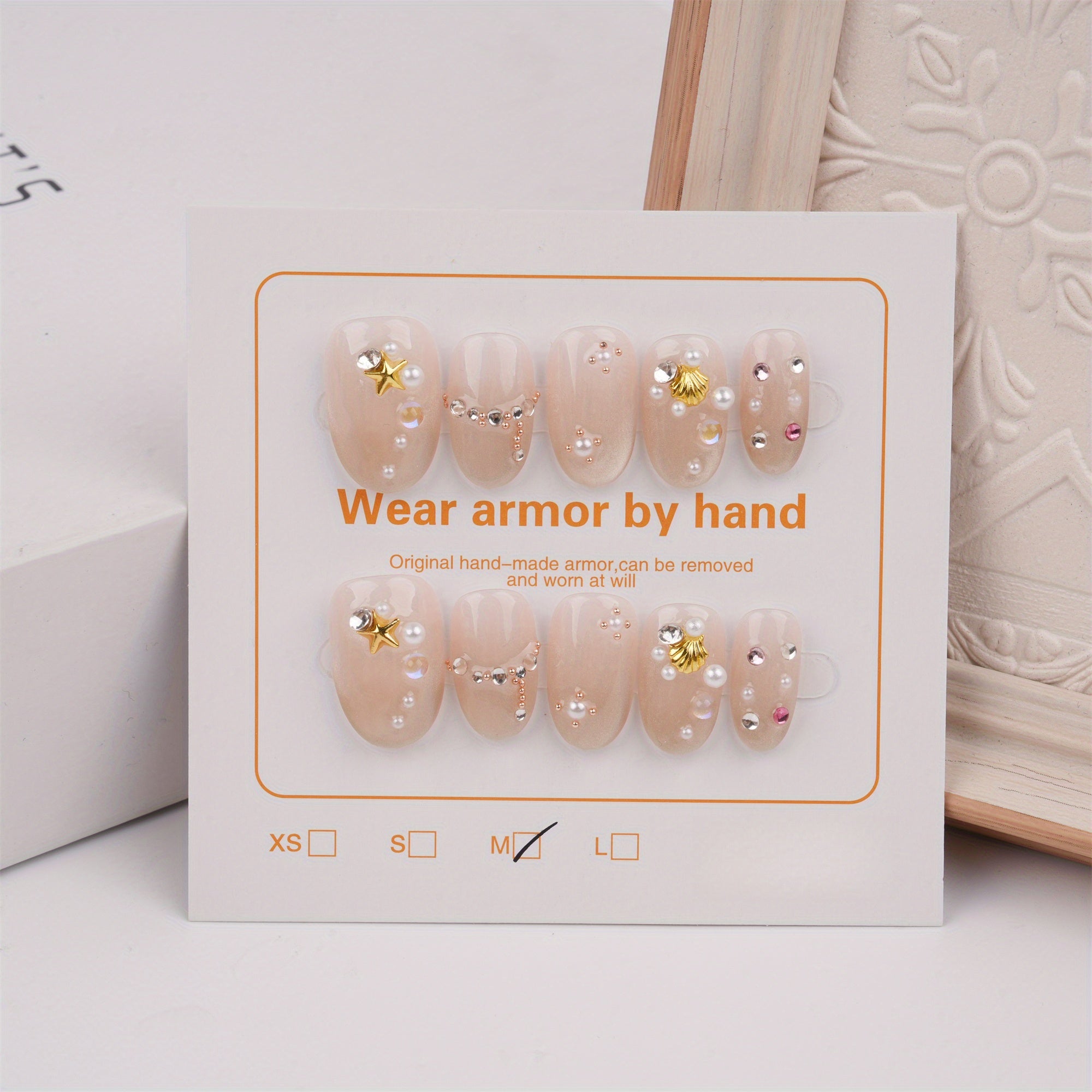 Gold Stars Press on Nails, Medium Oval Nails, Reusable Nails, Gentle Wedding Manicure