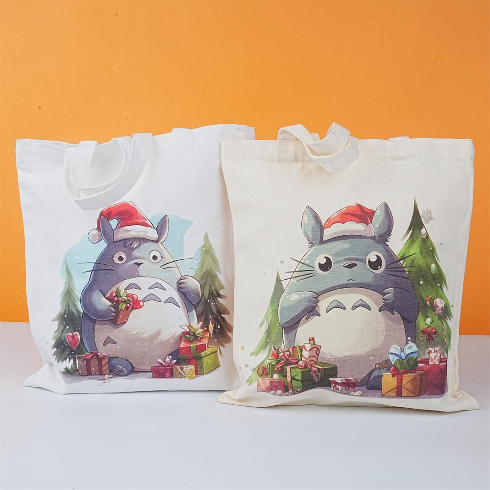 Halloweeen/Christmas Totoro Canvas Tote Bag,Reusable Shoulder Bag