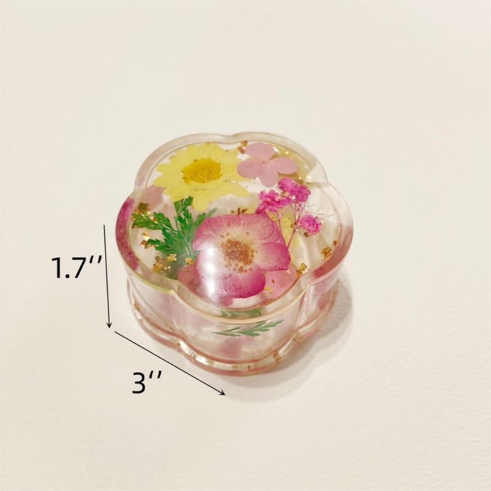 Flower Shaped Real Flowers Resin Ring Holder,Ring Dish