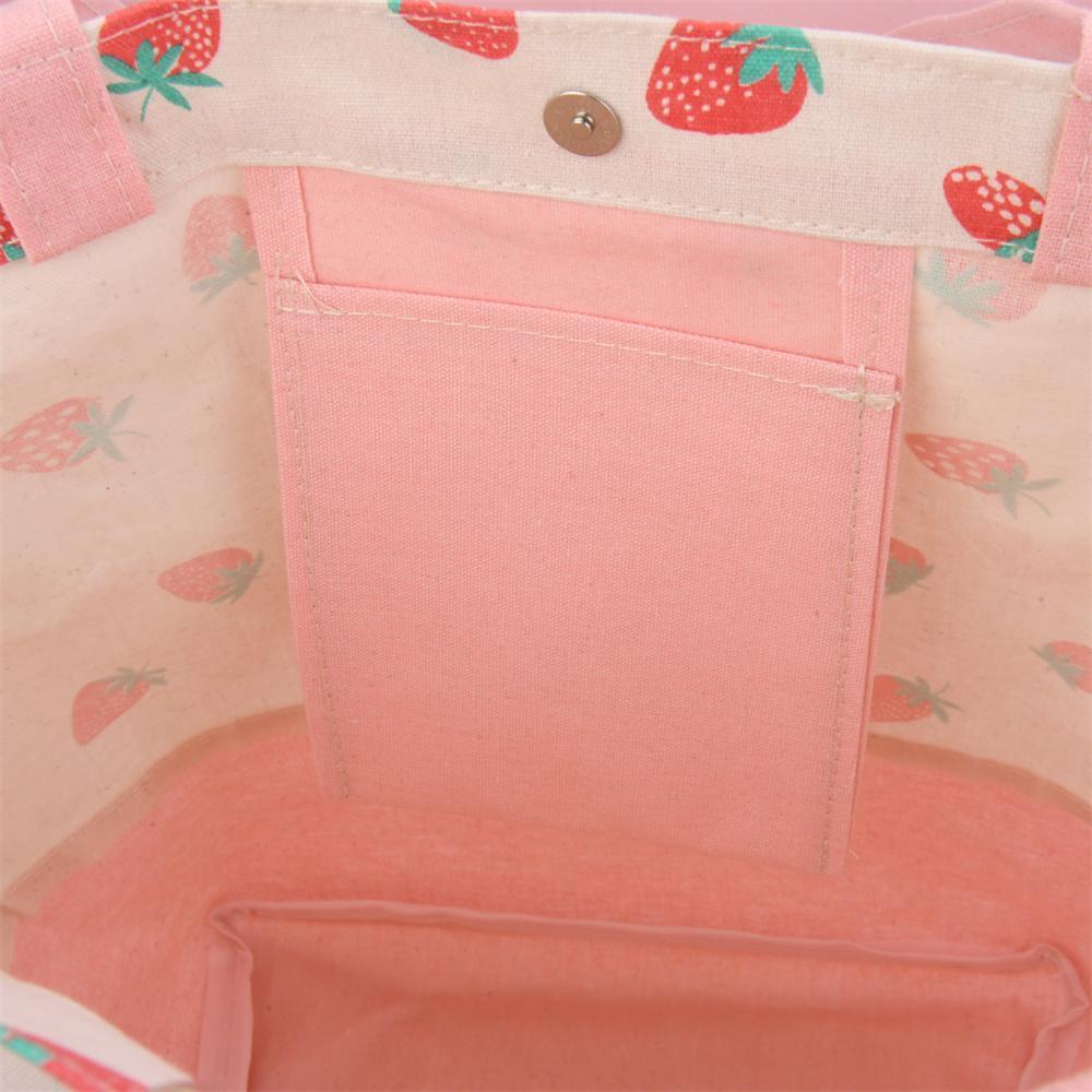Apple Strawberry Orange Pear Cotton Linen Totes, Fruit Lunch Bag, Back to School