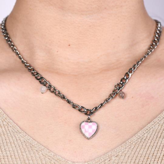 Heart/Love Necklace, Spring Lovers Necklace,Name Necklace And Earring,Necklace With Extender, Gift For Her,Couple Necklace, Birthday/Easter/Mother's Day Gift, Back-to-school Gift