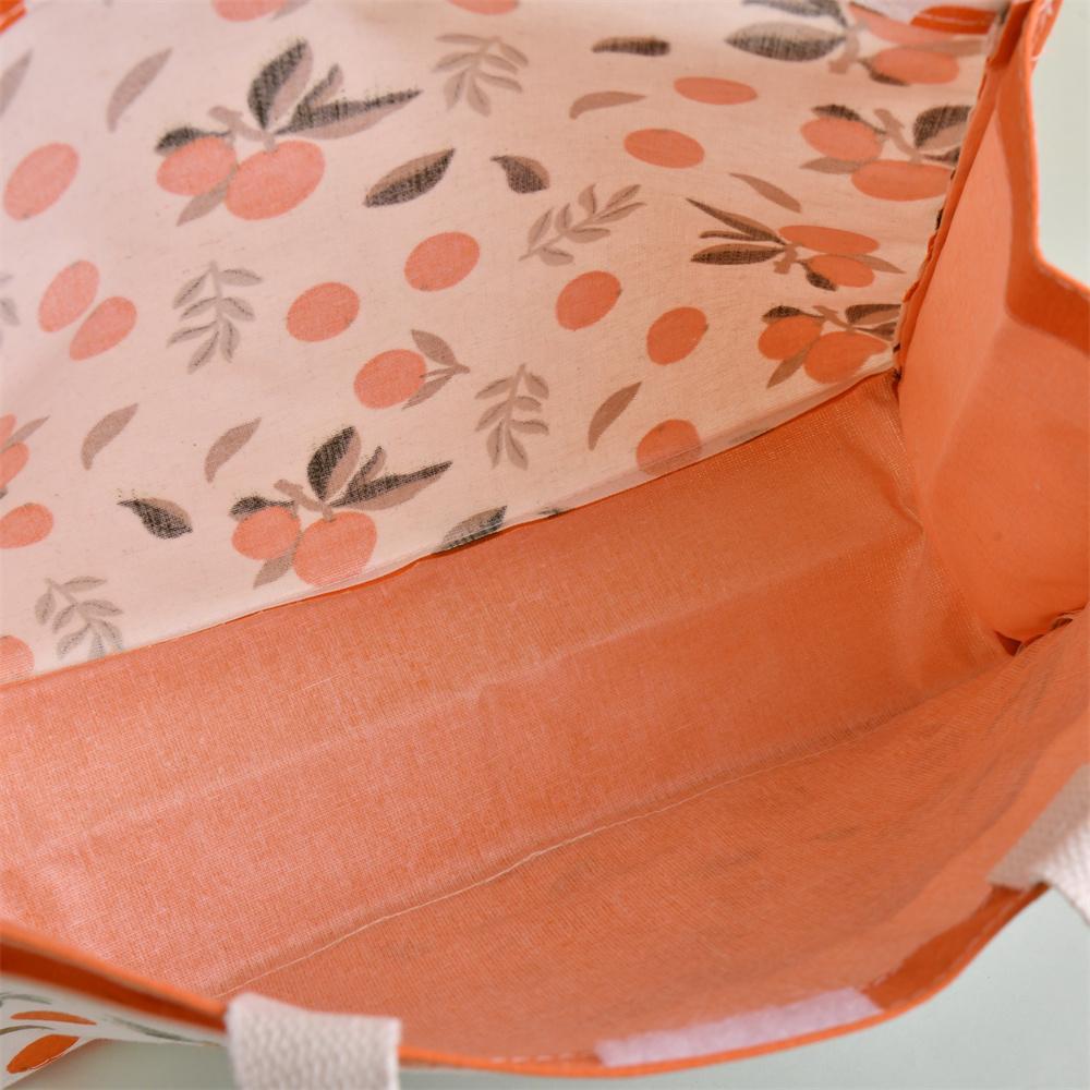 Handmade Size L Lemon/Avocado/Orange Linen Canvas Tote, Fruit Lunch Totes, Back to School