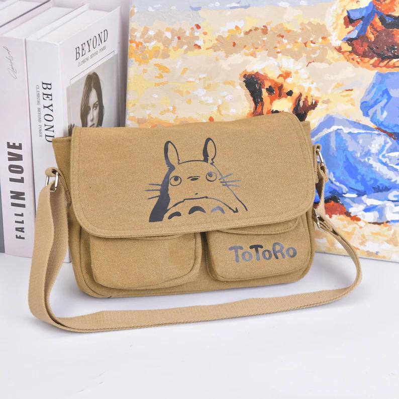 Totoro/Faceless Man Canvas Satchel Bag, Japanese Style Message Bag