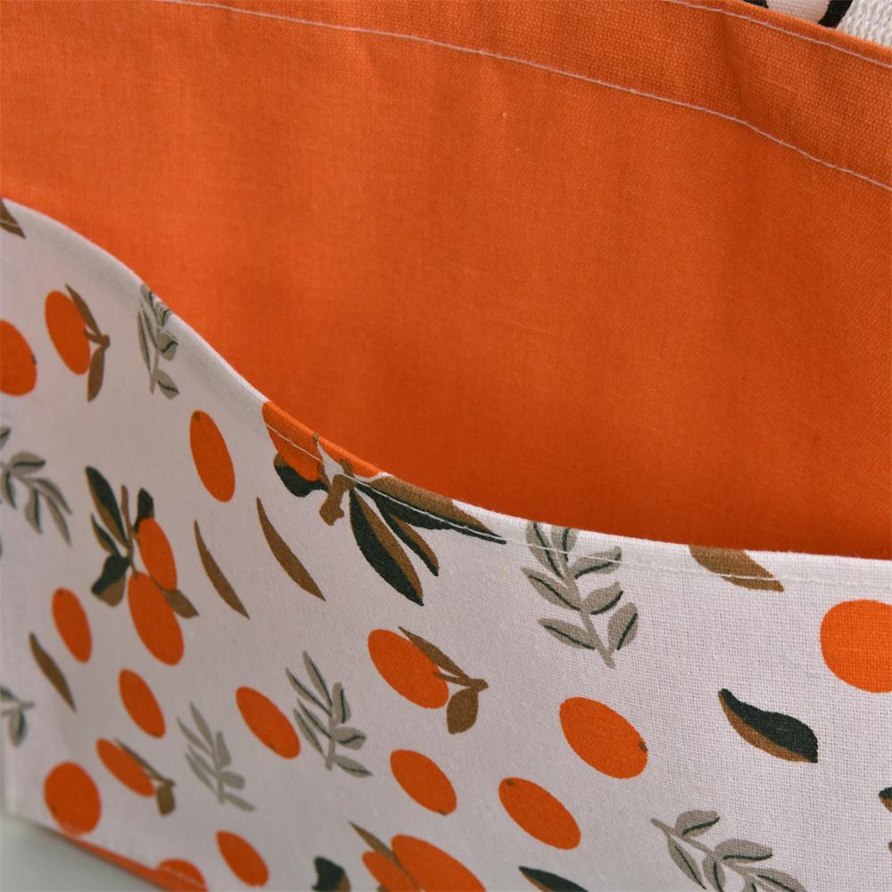 Handmade Size L Lemon/Avocado/Orange Linen Canvas Tote, Fruit Lunch Totes, Back to School