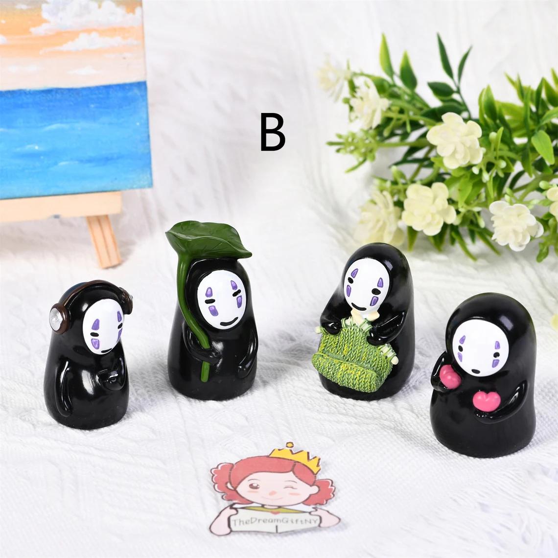 3/4PCS My Neighbor Totoro Ornament Sets, Resin Figure Ornament,No Face Man/Totoro Decor, Car/Home Decor,Birthday Gifts