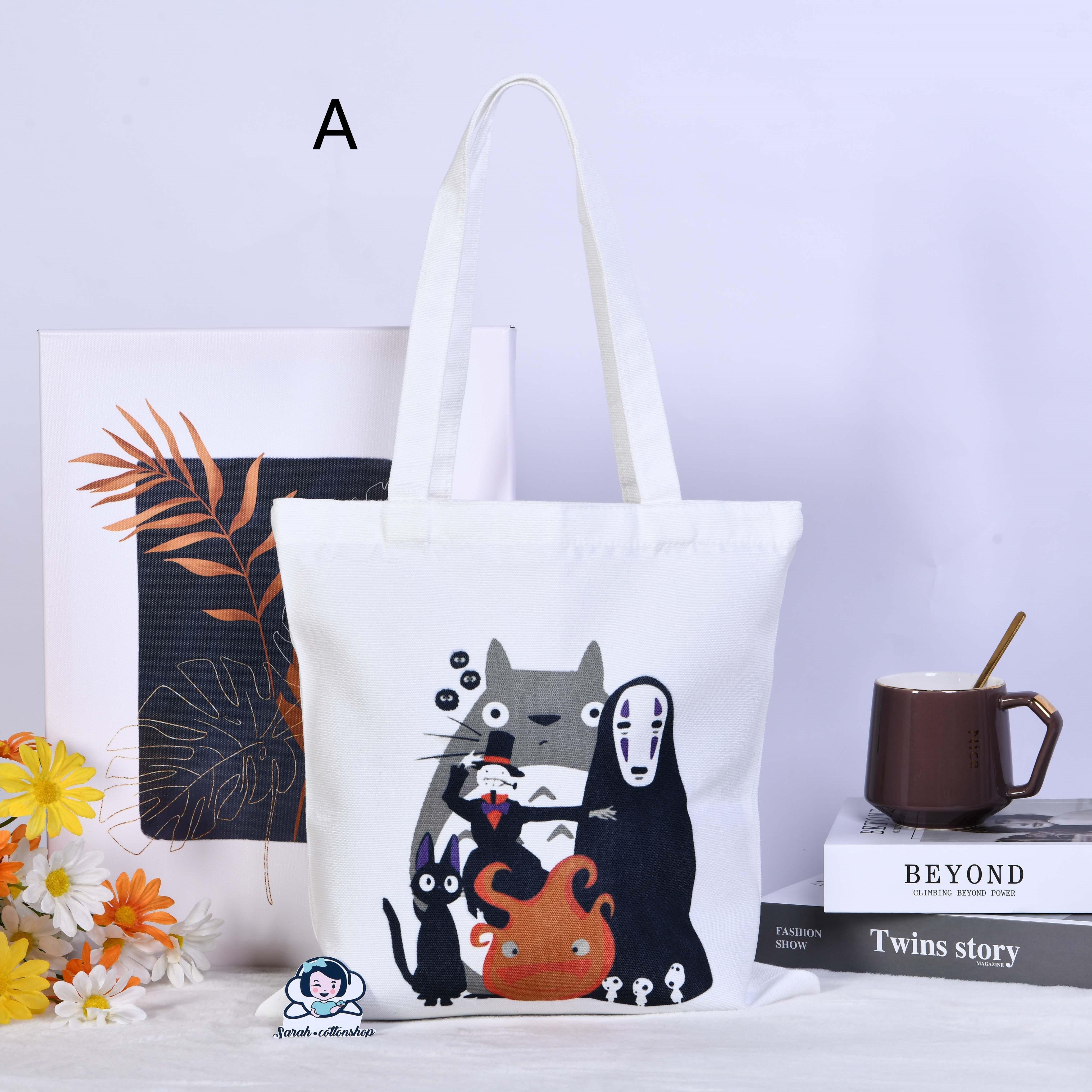 Anime Faceless Man/Totoro Canvas Tote Bag, Shopping Bag Handmade