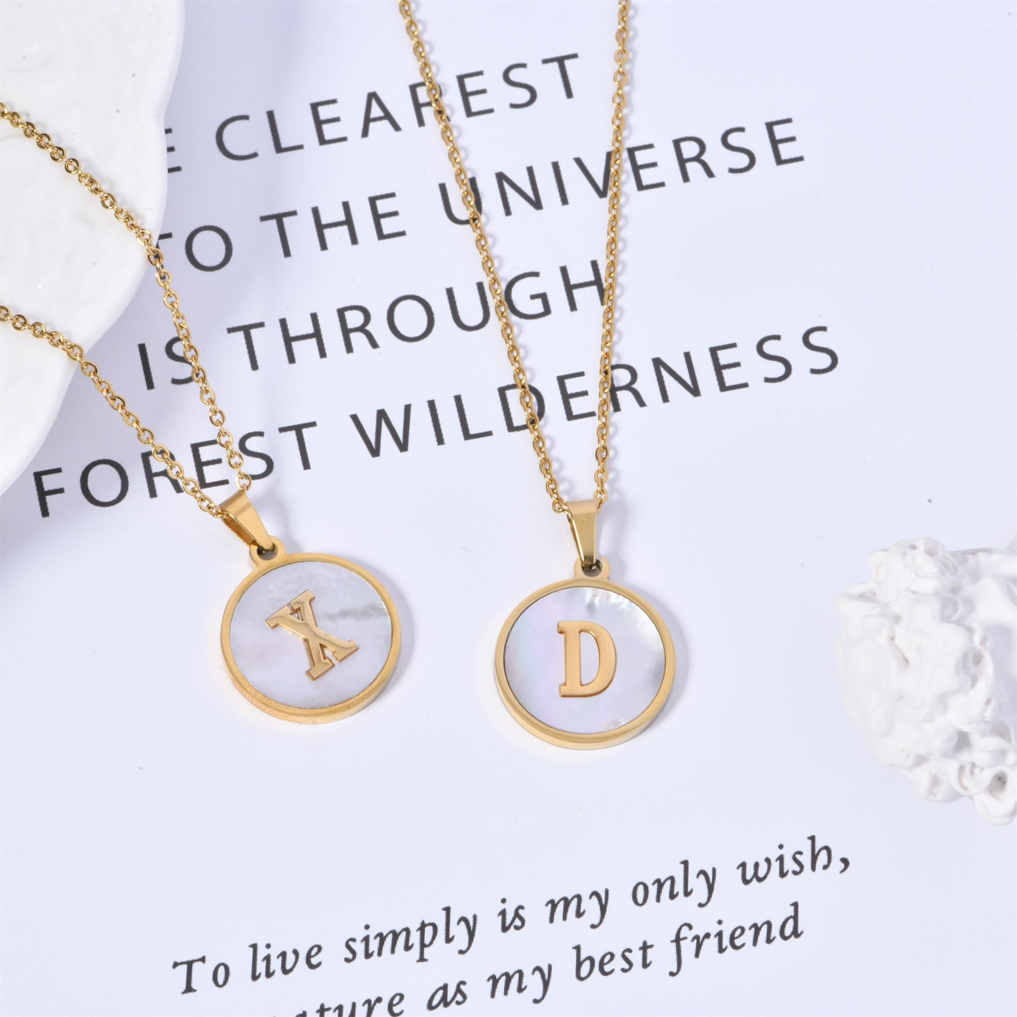 Letter Round Charm Pendant Chains Necklace, Unisex 1 Piece Trendy Matching Necklace