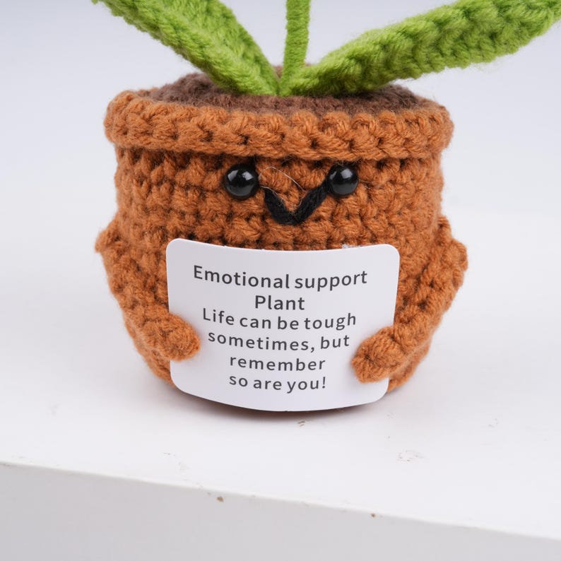 Adorable Crochet Flower in the Pot,Sunflower and Heart, Emotional Support Gift Set,Desk Decor