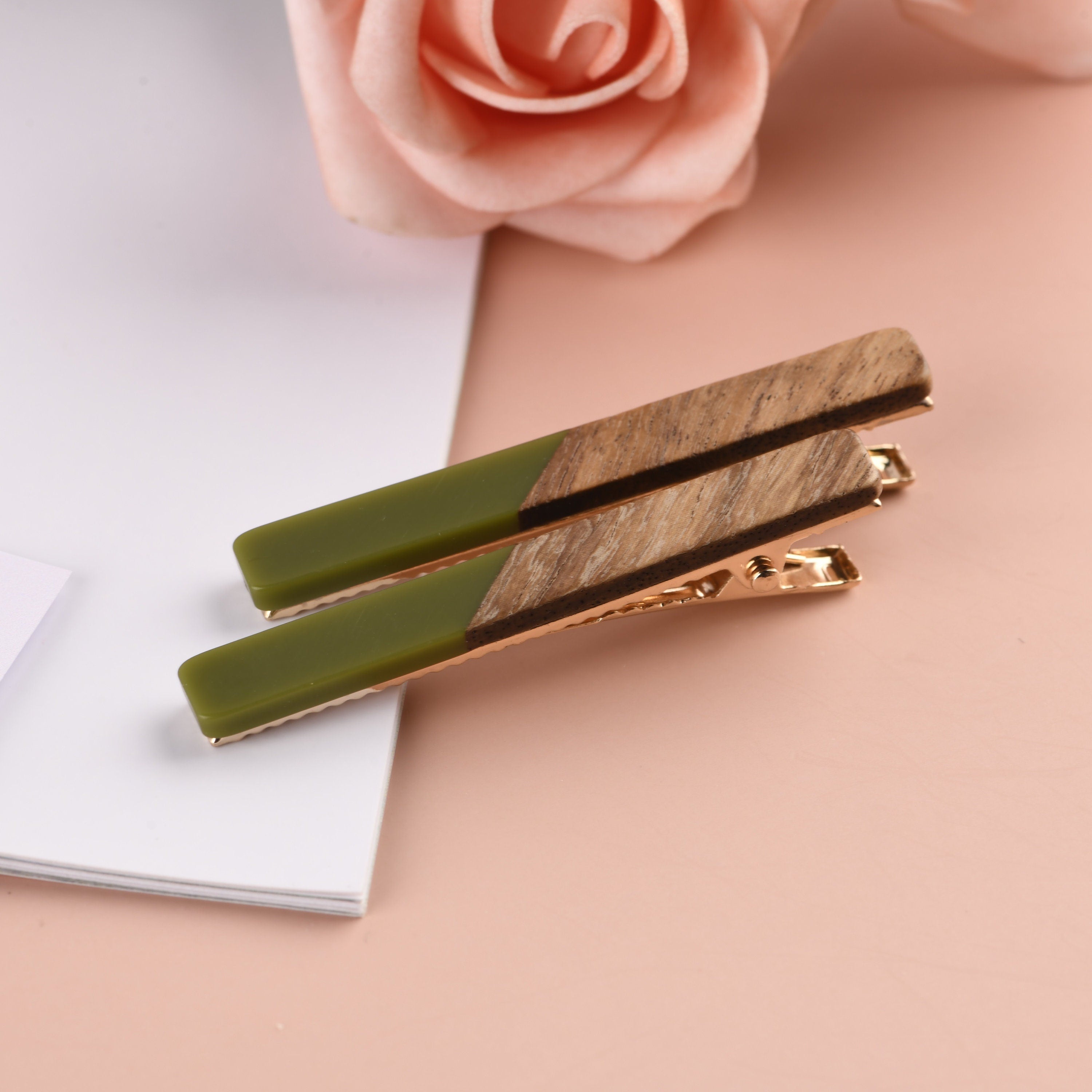 2PCS Silm Wooden Hair Clips, Bangs Hairpin,Perfect Gift for Friends,Birthday