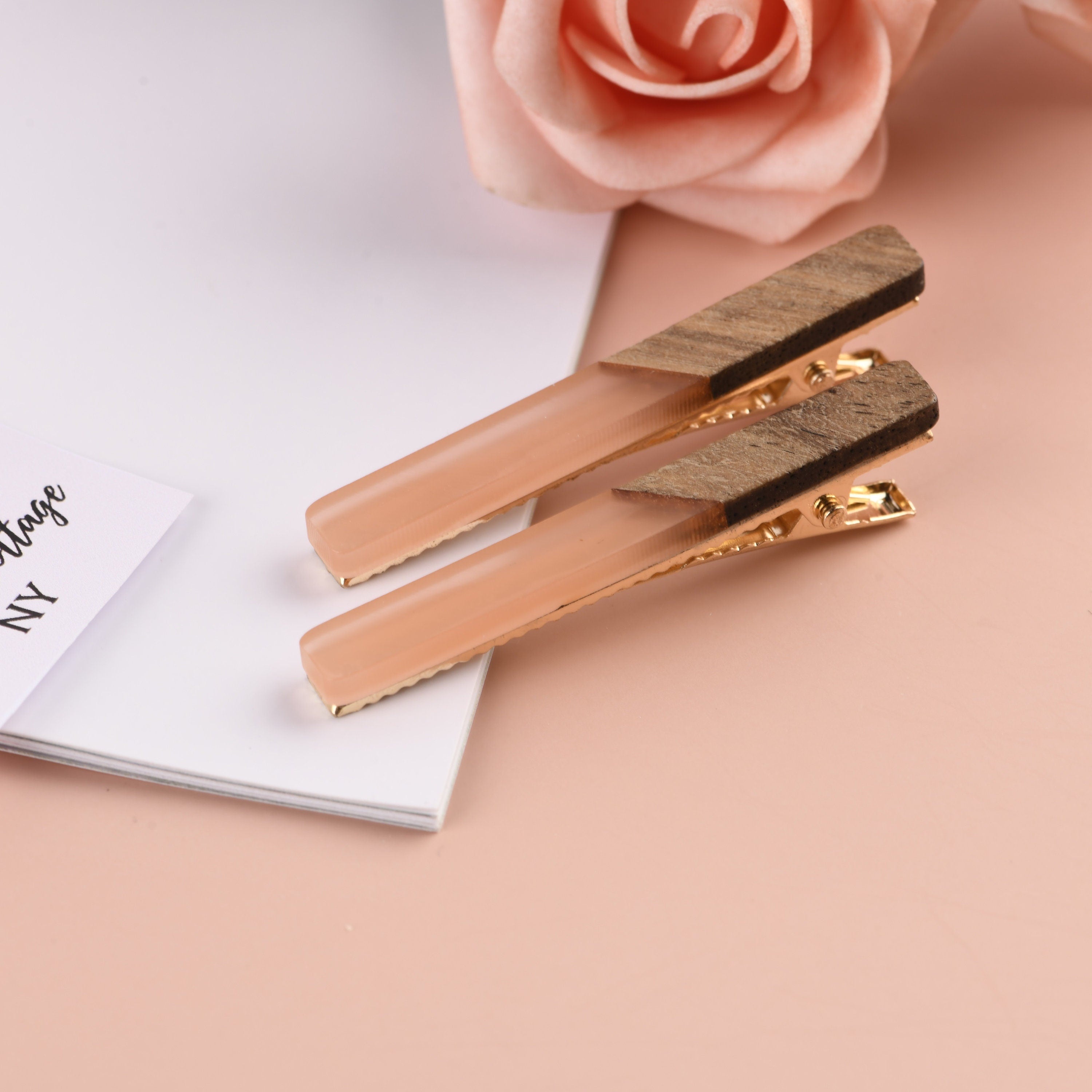 2PCS Silm Wooden Hair Clips, Bangs Hairpin,Perfect Gift for Friends,Birthday