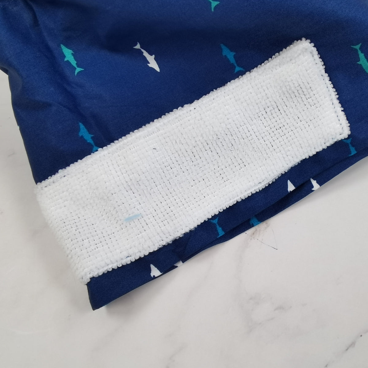 Navy Fish Pattern Scrub Cap - Tie-back Style OR Hat