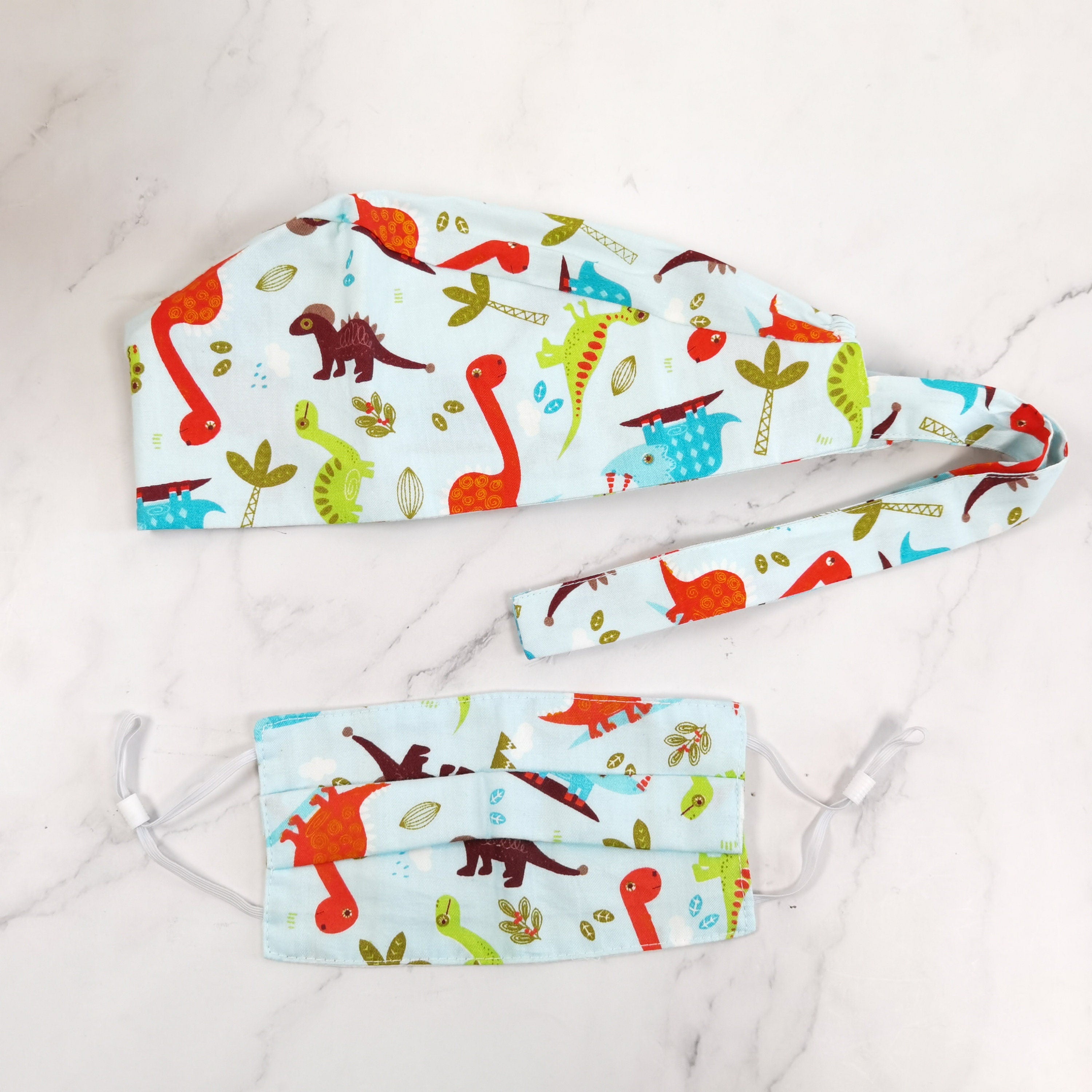 Cute Dinosaur Print Cotton Scrub Cap For Kids