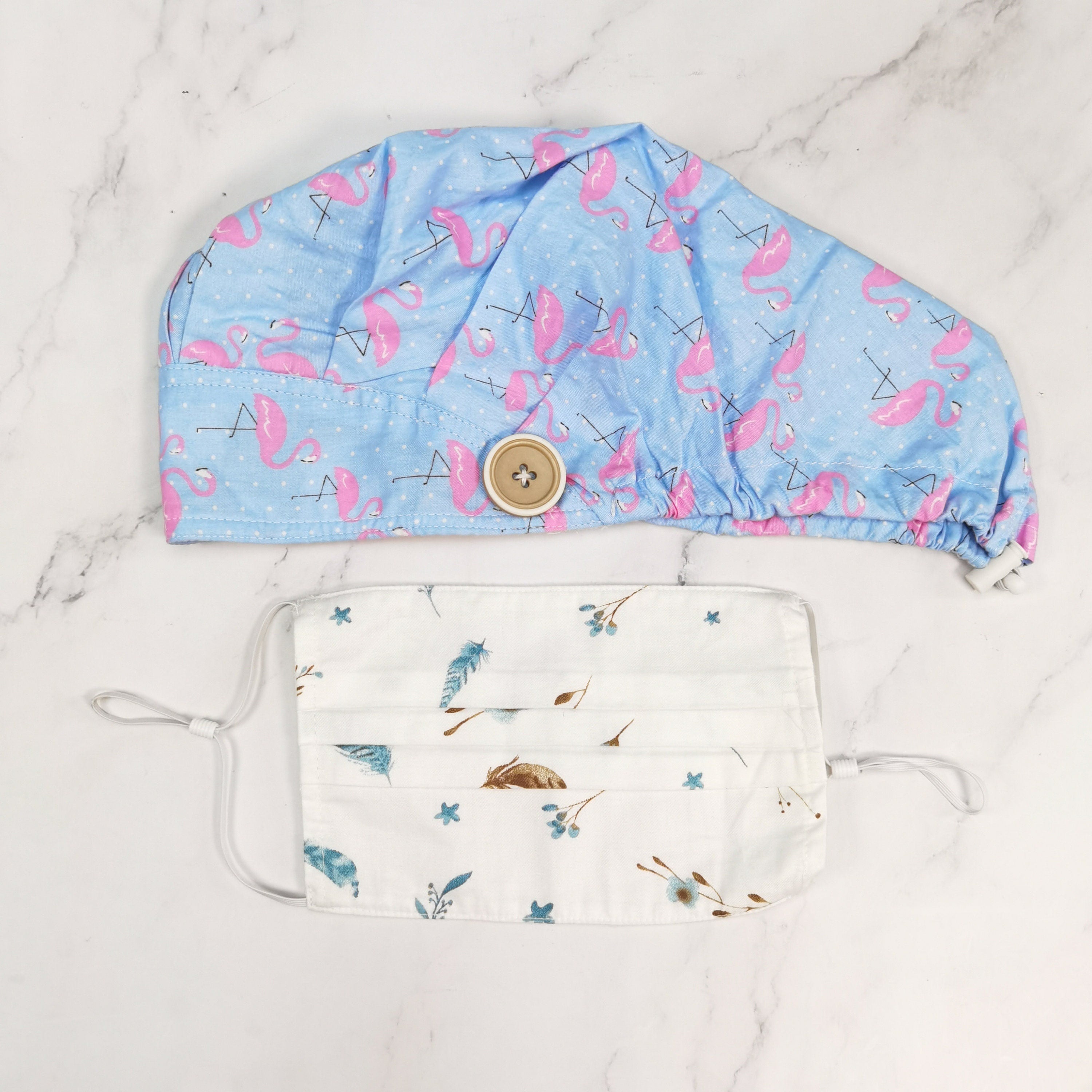 Flamingo Pattern Bouffant Scrub Cap