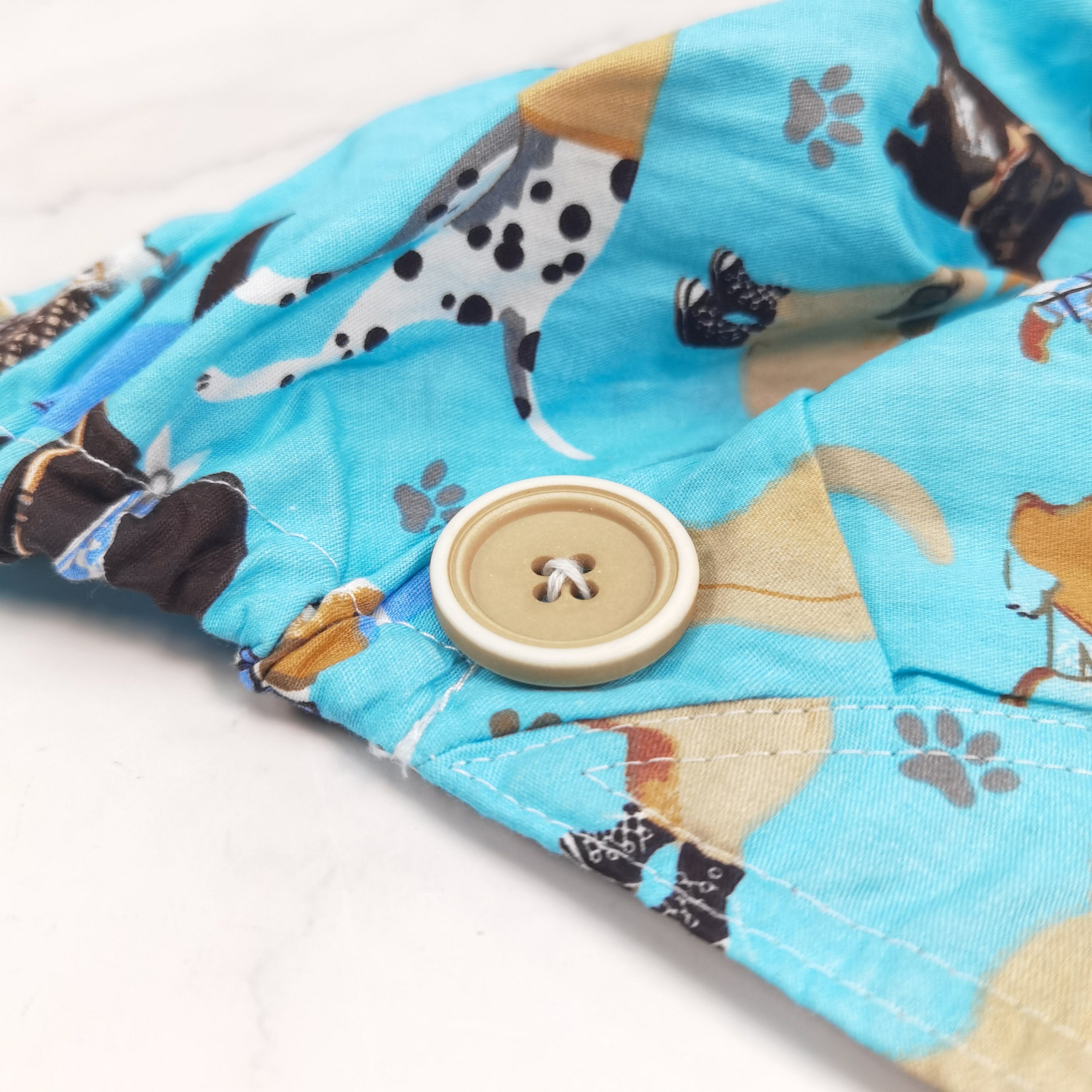 Blue Doggy Cotton Bouffant Scrub Cap