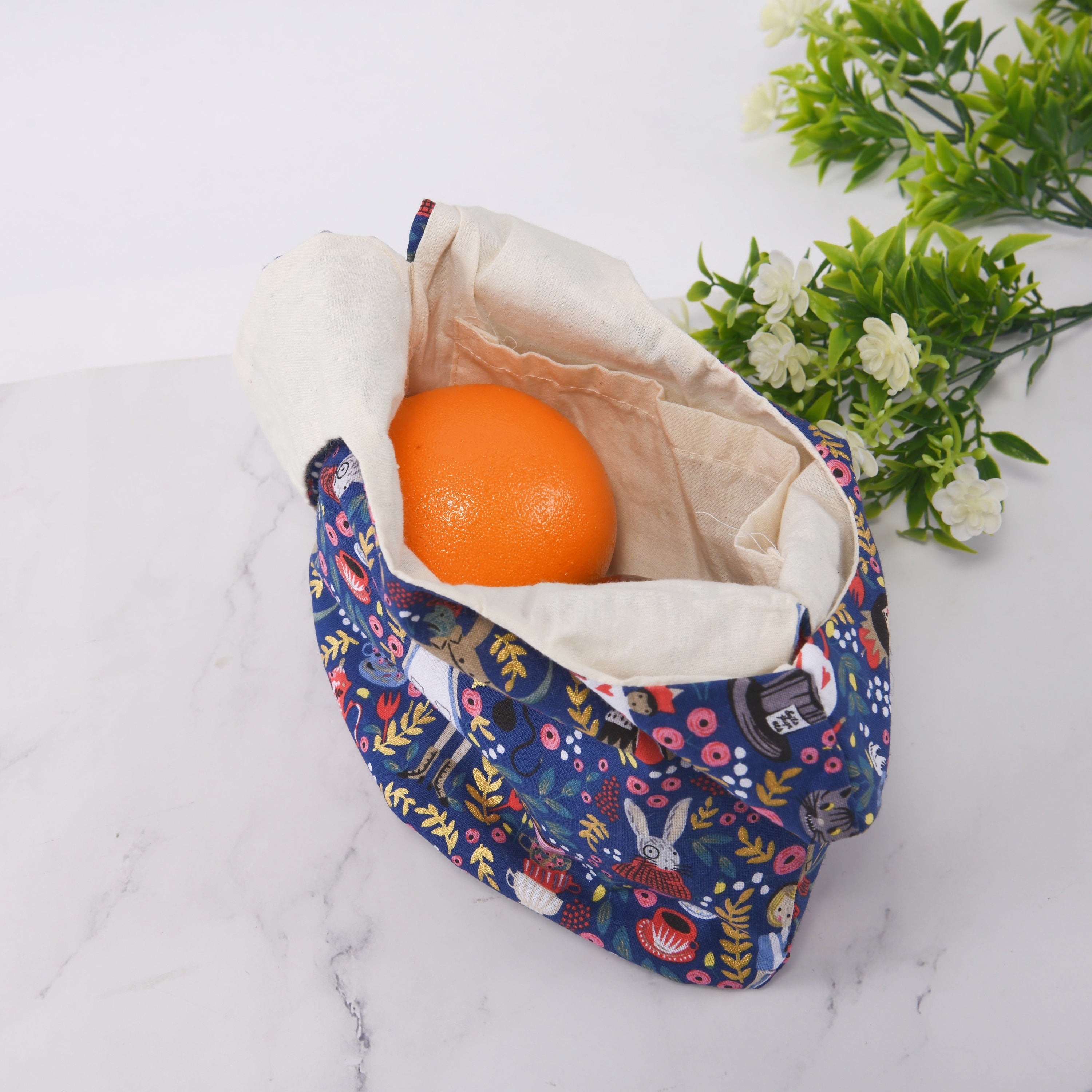 Girl Wonderland Knot Bag: Navy Cotton Wrist Bag Cute