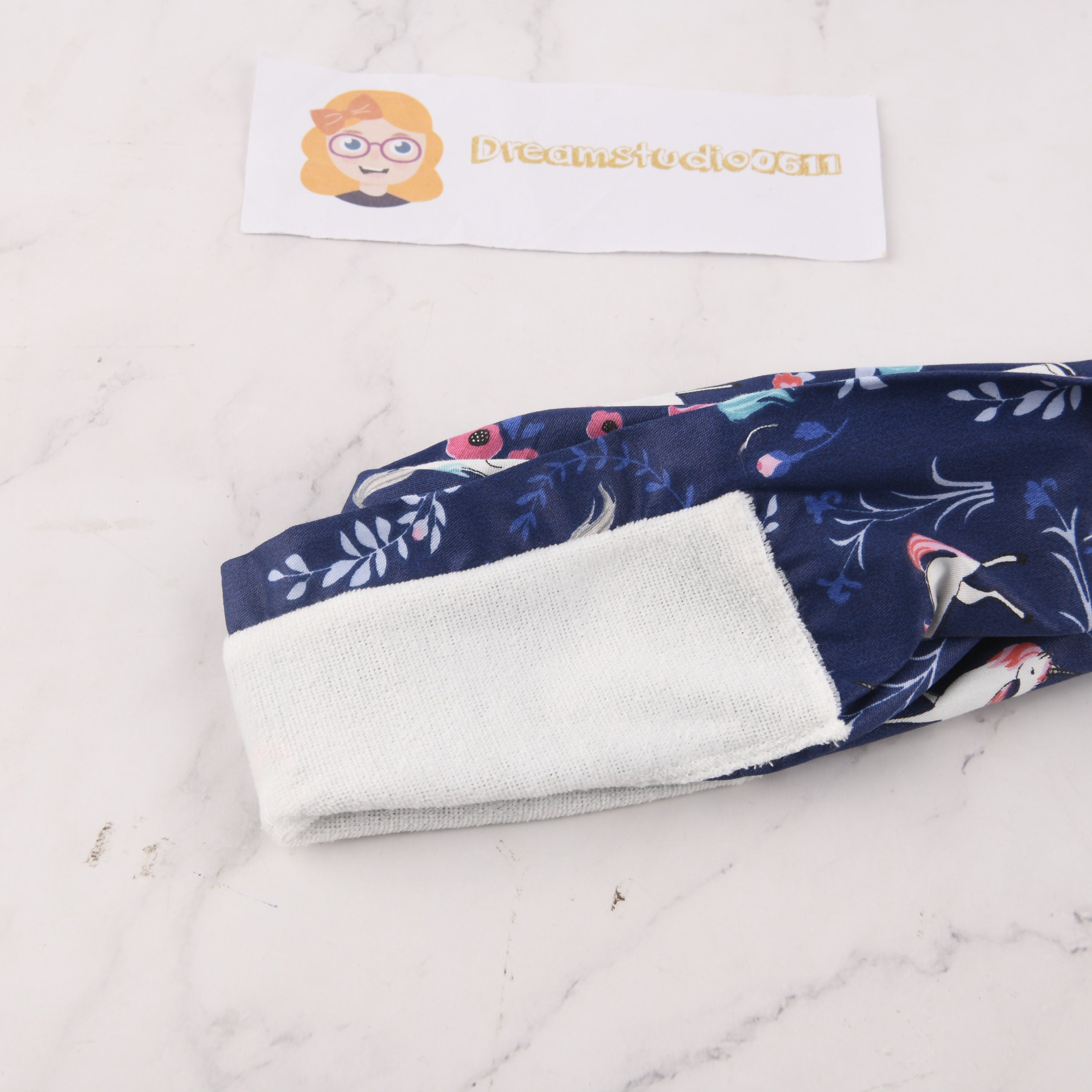 Navy Unicorn Scrub Cap - Tie Back Style