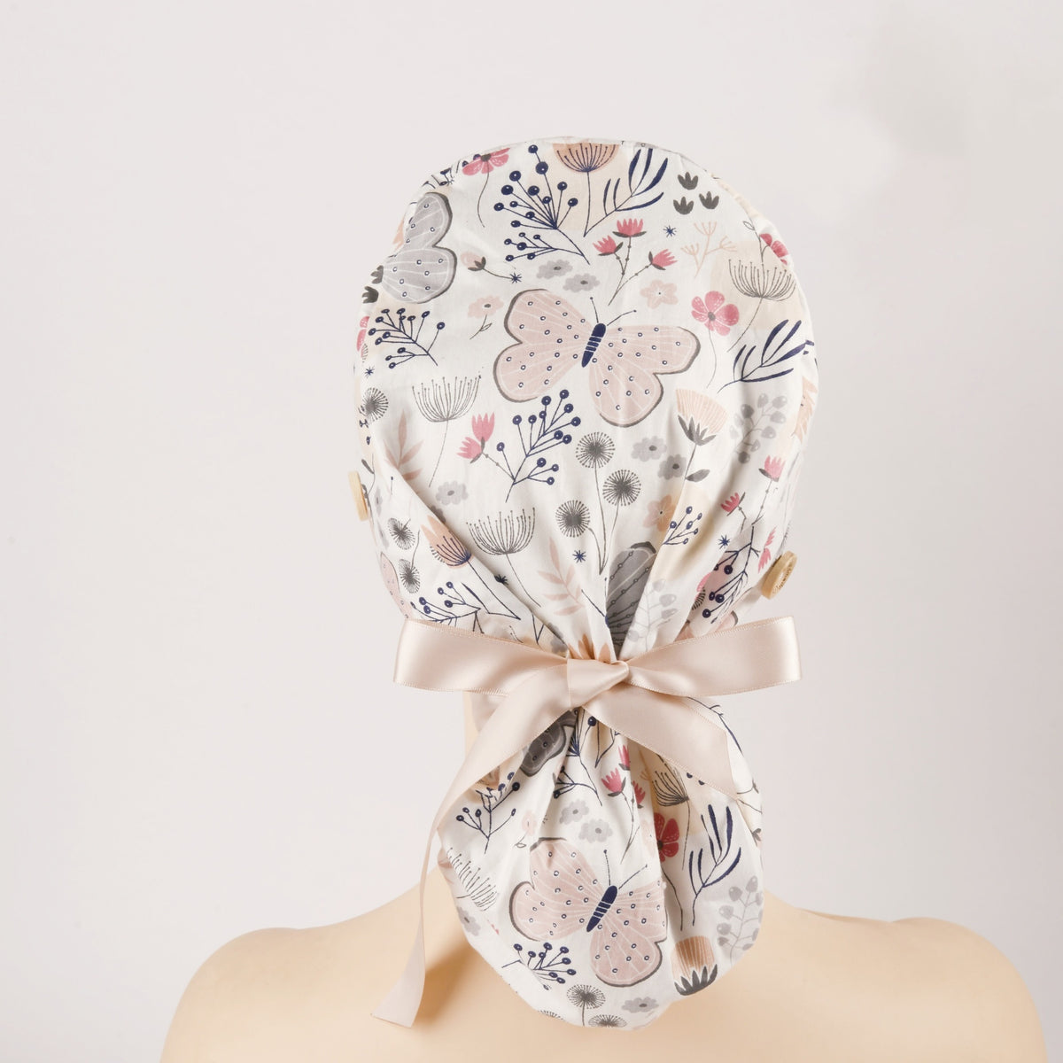 Pink Butterfly Ponytail Scrub Cap
