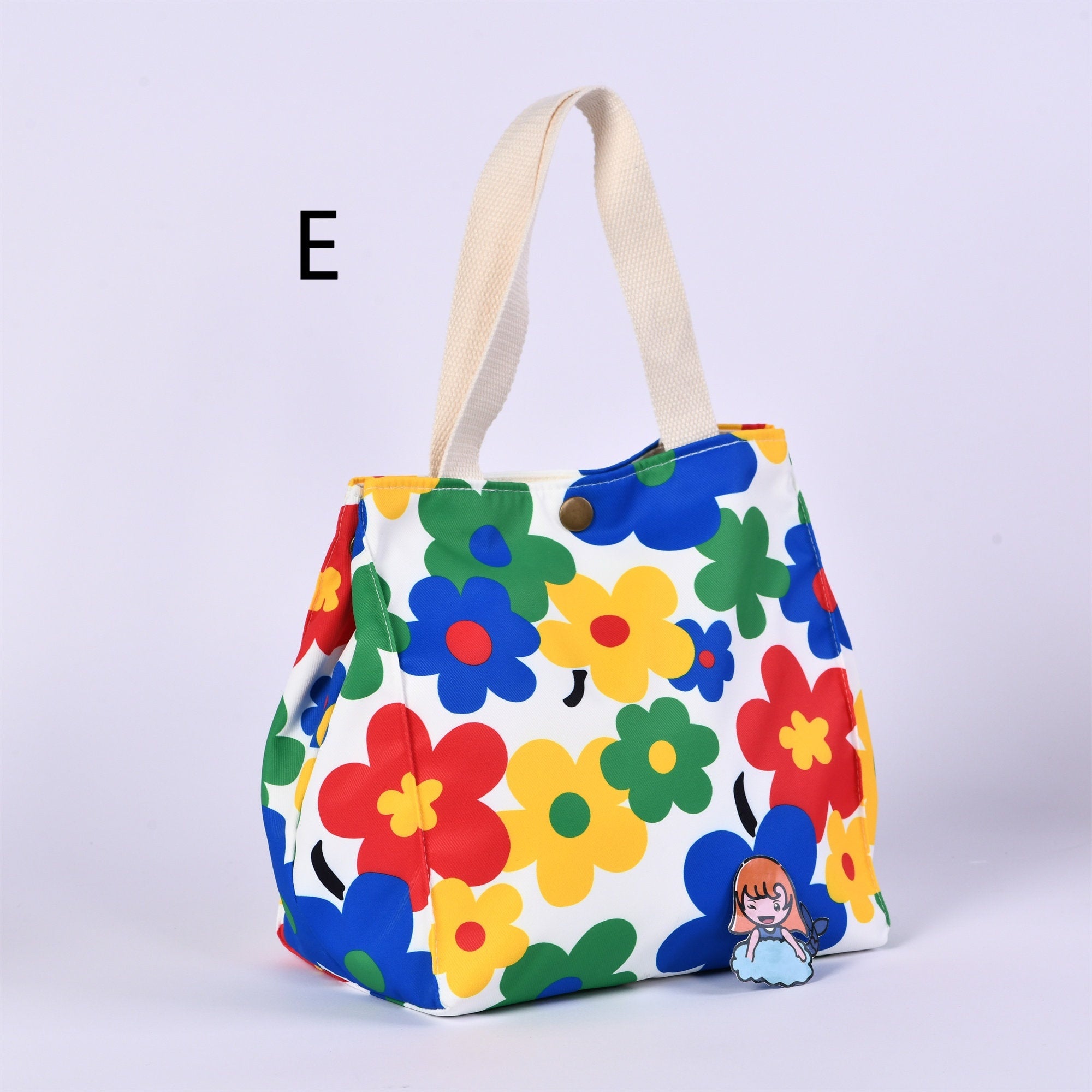 Dogs/Flowers/Strawberry/Heart Canvas Tote, Adult/School Lunch Tote, Bento Box For Kids, Back to School Essentials