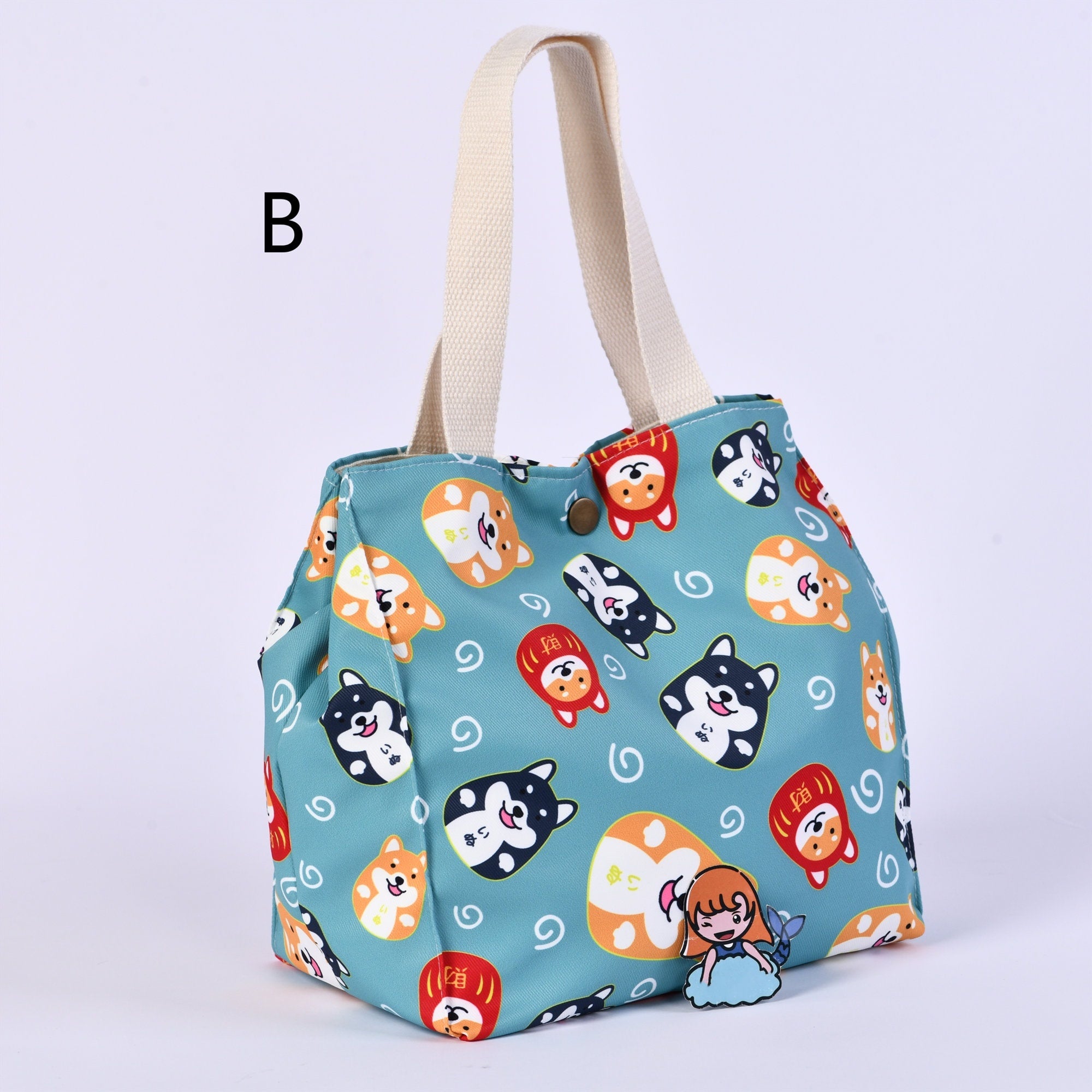 Dogs/Flowers/Strawberry/Heart Canvas Tote, Adult/School Lunch Tote, Bento Box For Kids, Back to School Essentials