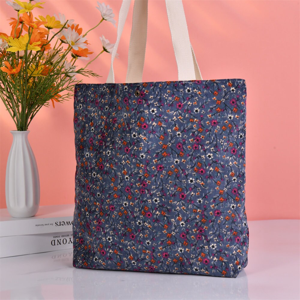 3Pack Large Daisy Corduroy Tote Bag