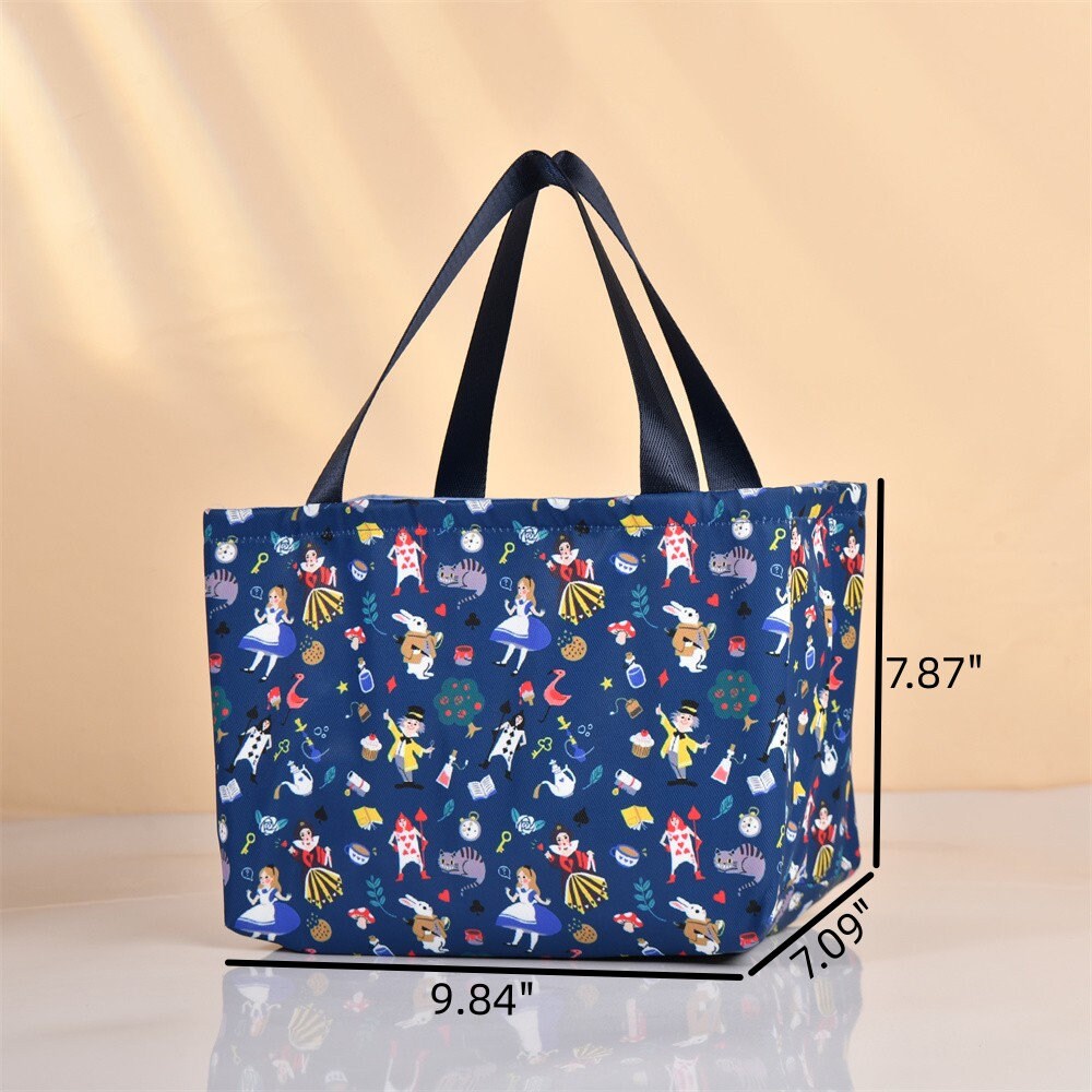 Handmade XL Girl Alice Insulated Drawstring Lunch Bag