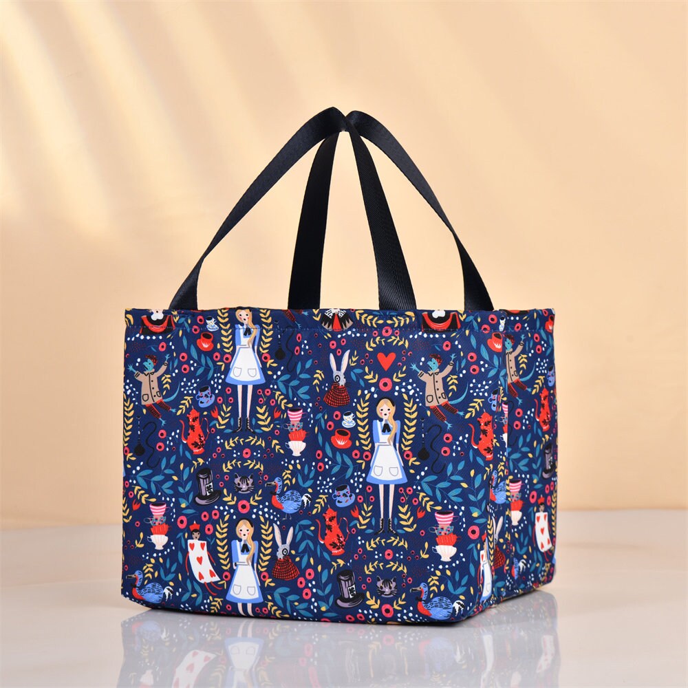 Handmade XL Girl Alice Insulated Drawstring Lunch Bag