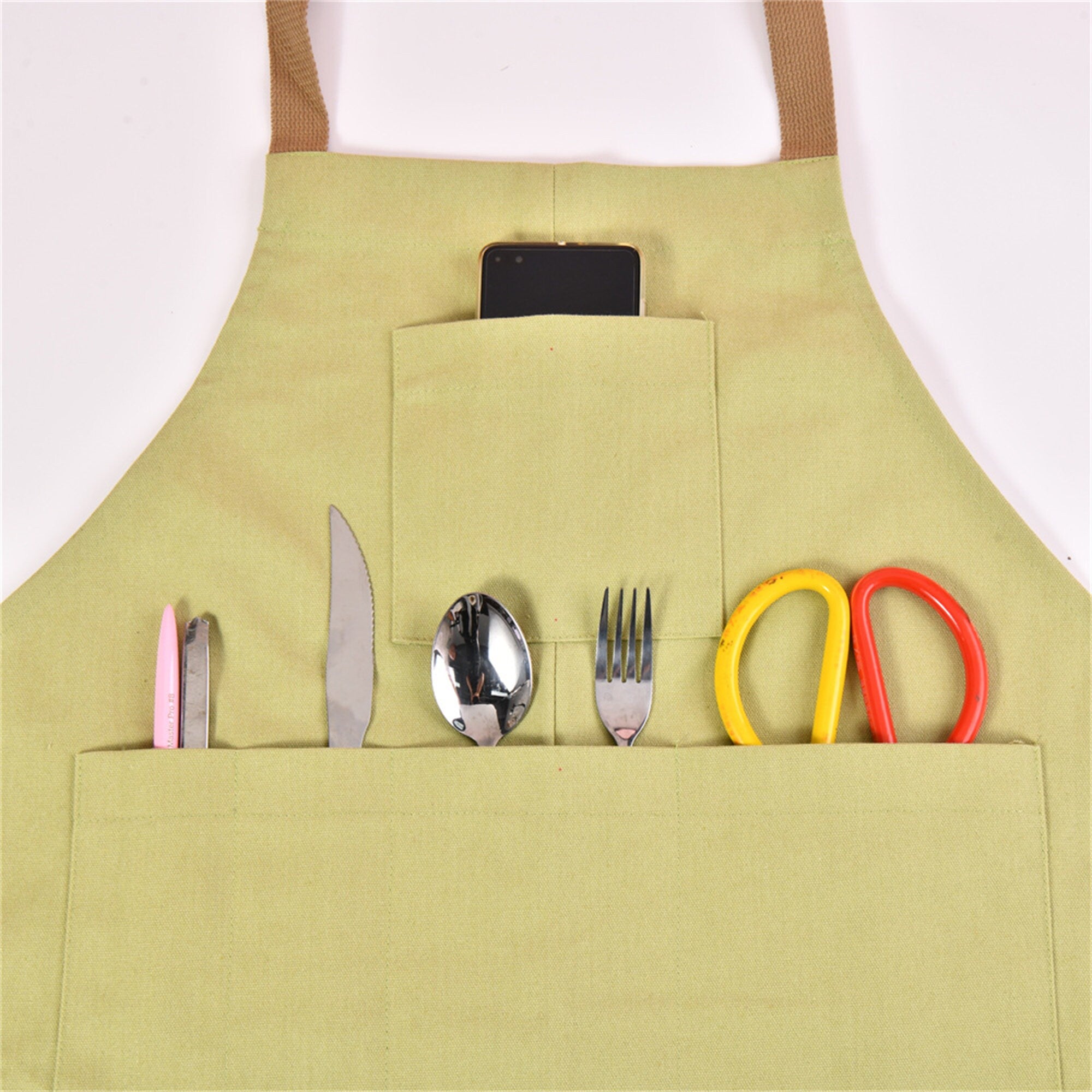 Adjustable Crossback Garden Aprons with Multiple Pockets&Towel Loop