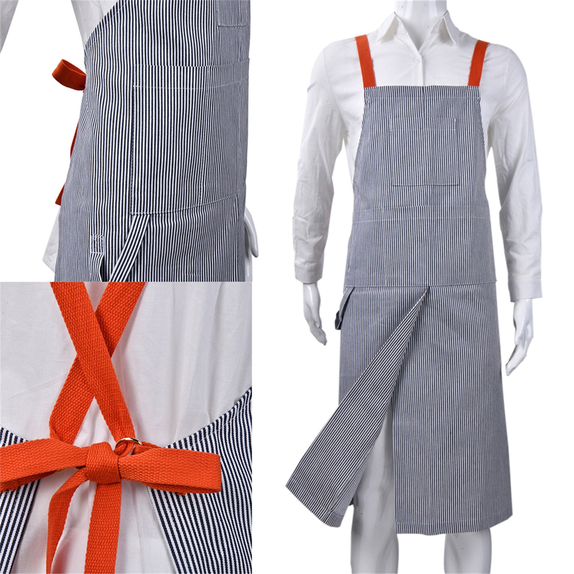 Adjustable Crossback Garden Aprons with Multiple Pockets&Towel Loop